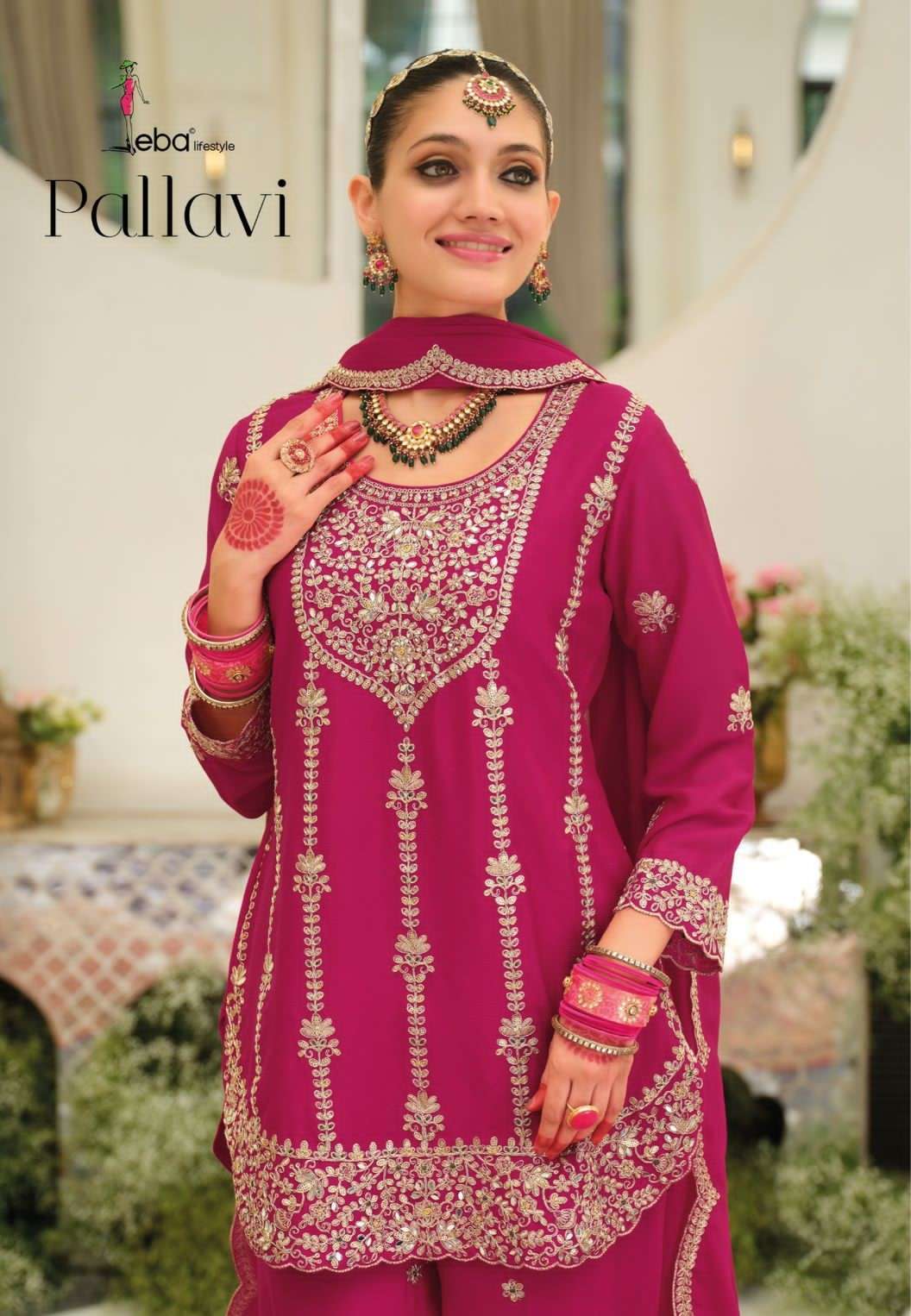 EBA LIFESTYLE PALLAVI WEDDING WEAR TOP PALAZZO LATEST CATALOGUE WHOLESALER IN SURAT 2025