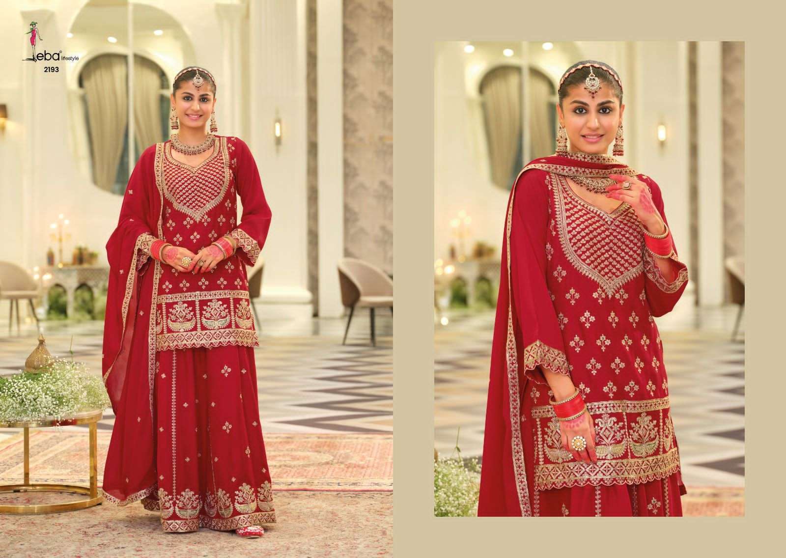 EBA LIFESTYLE RANGOLI WEDDING WEAR LEHENGA STYLE DRESS LATEST CATALOGUE WHOLESALER 