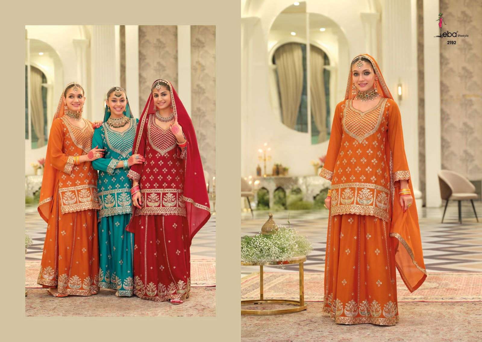 EBA LIFESTYLE RANGOLI WEDDING WEAR LEHENGA STYLE DRESS LATEST CATALOGUE WHOLESALER 