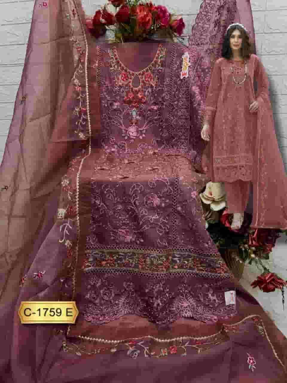 FEPIC C 1759 COLORS FANCY ORGANZA EMBROIDERED PAKISTANI SUIT WHOLESALER IN SURAT 2025