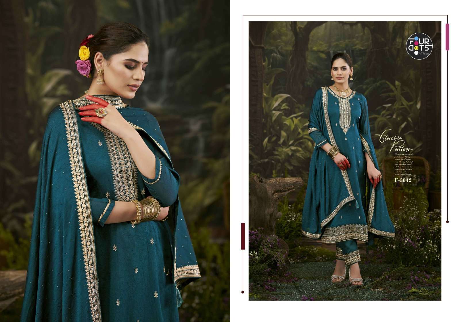 FOURDOTS CHINMAYI DESIGNER SILK SUIT LATEST CATALOGUE WHOLESALER 2025