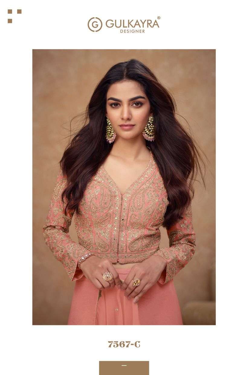 GULKAYRA DESIGNER NOOR 7567 COLORS 3 PIECE WESTERN OUT FIT COLLECTION 