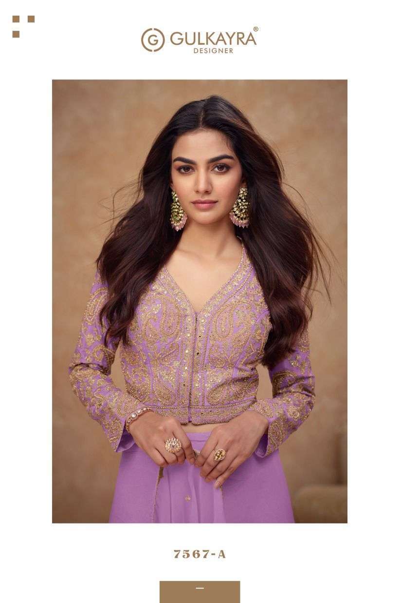 GULKAYRA DESIGNER NOOR 7567 COLORS 3 PIECE WESTERN OUT FIT COLLECTION 