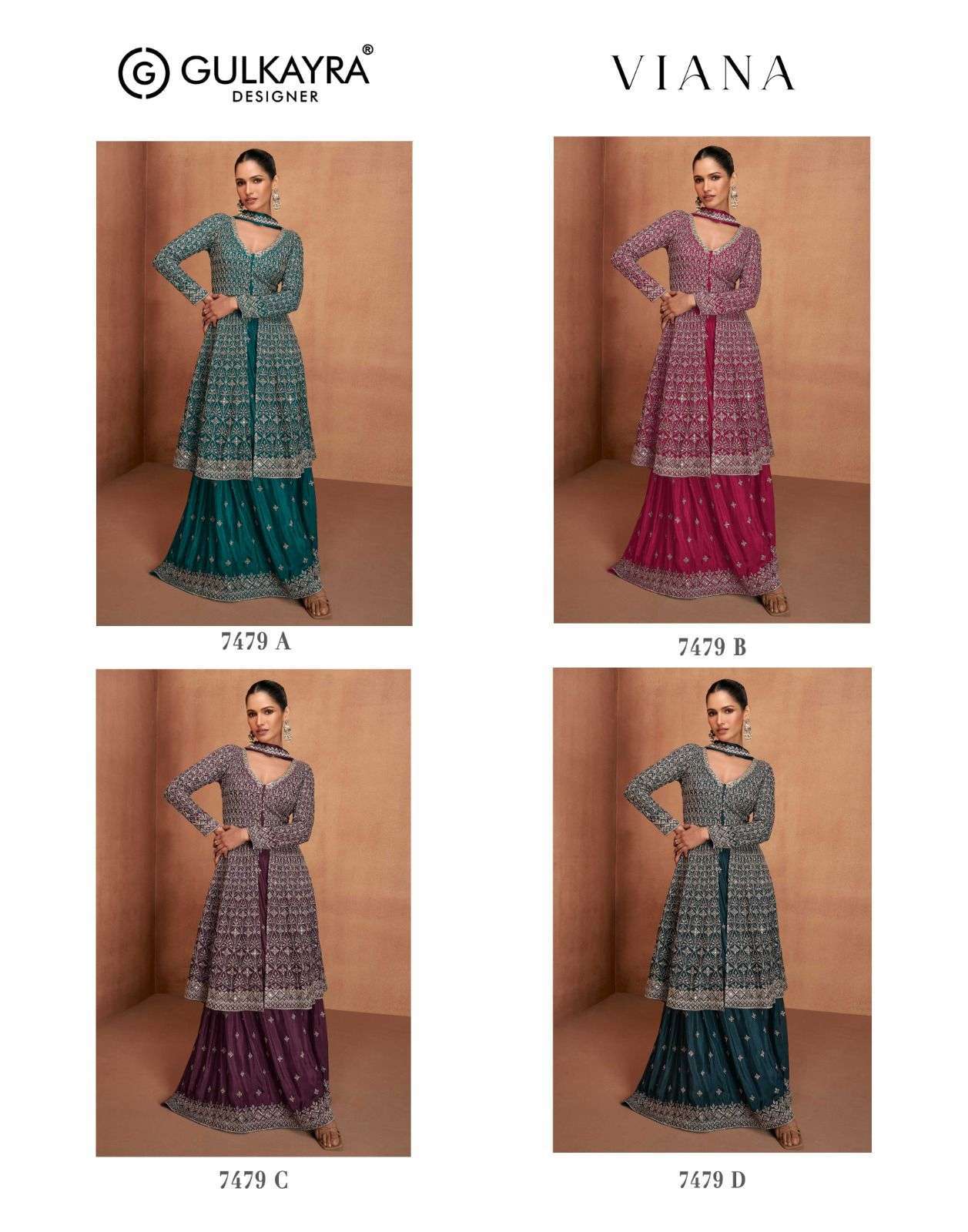 GULKAYRA DESIGNER VIANA 7479 COLORS PARTYWEAR COLLECTION BEST RATE DEALER 