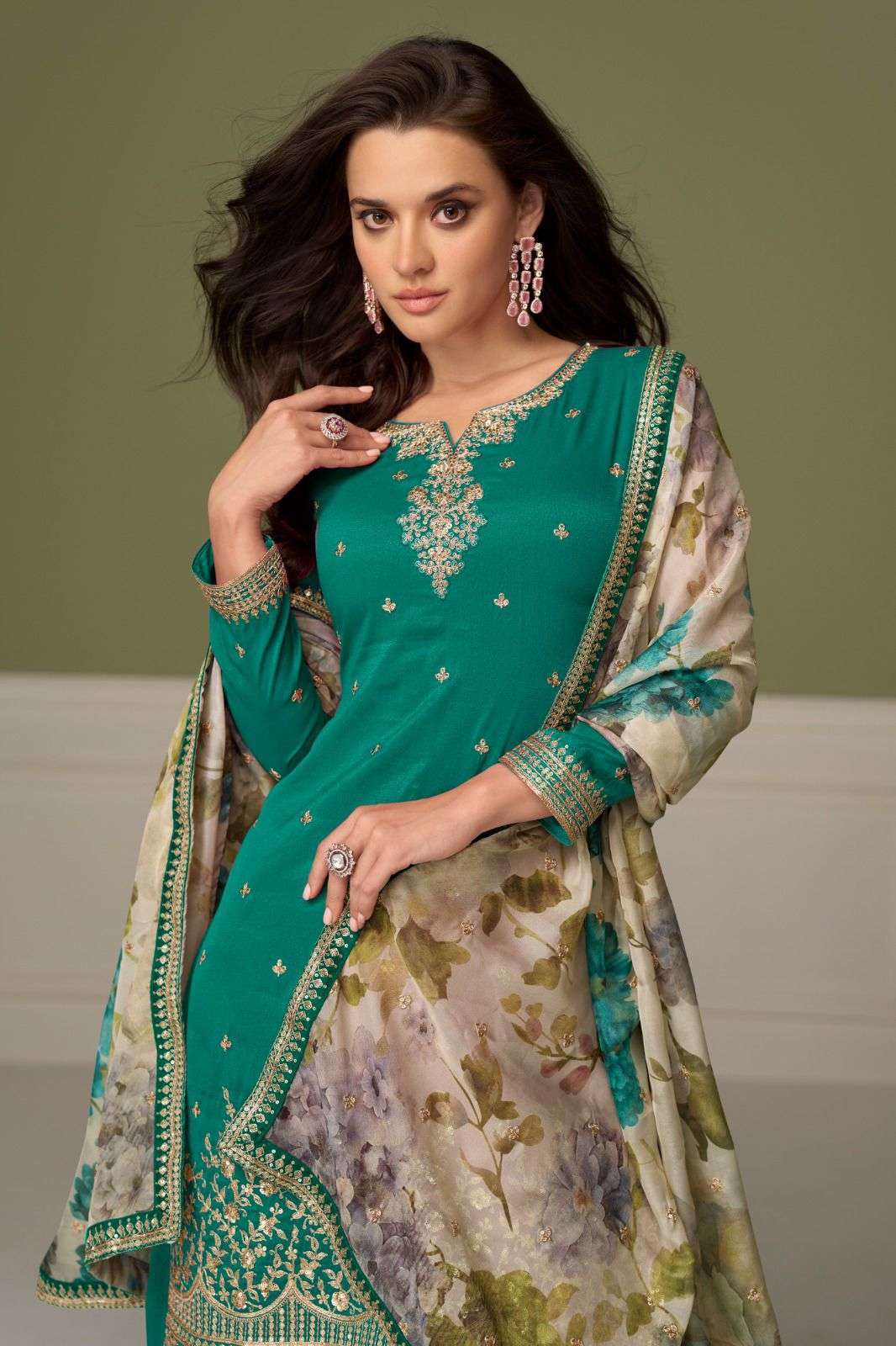 GULKAYRA GULNAAZ 7560 COLORS WEDDING WEAR 3 PIECE PALAZZO SUIT WHOLESALER IN SURAT 