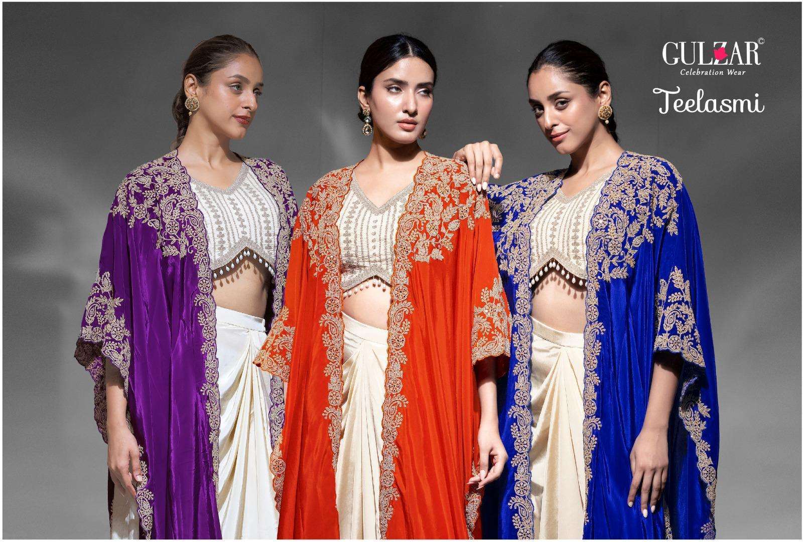 GULZAR TEELASMI PARTYWEAR SHRUG STYLE INDO WESTERN DRESS CATALOG EXPORTER 2025