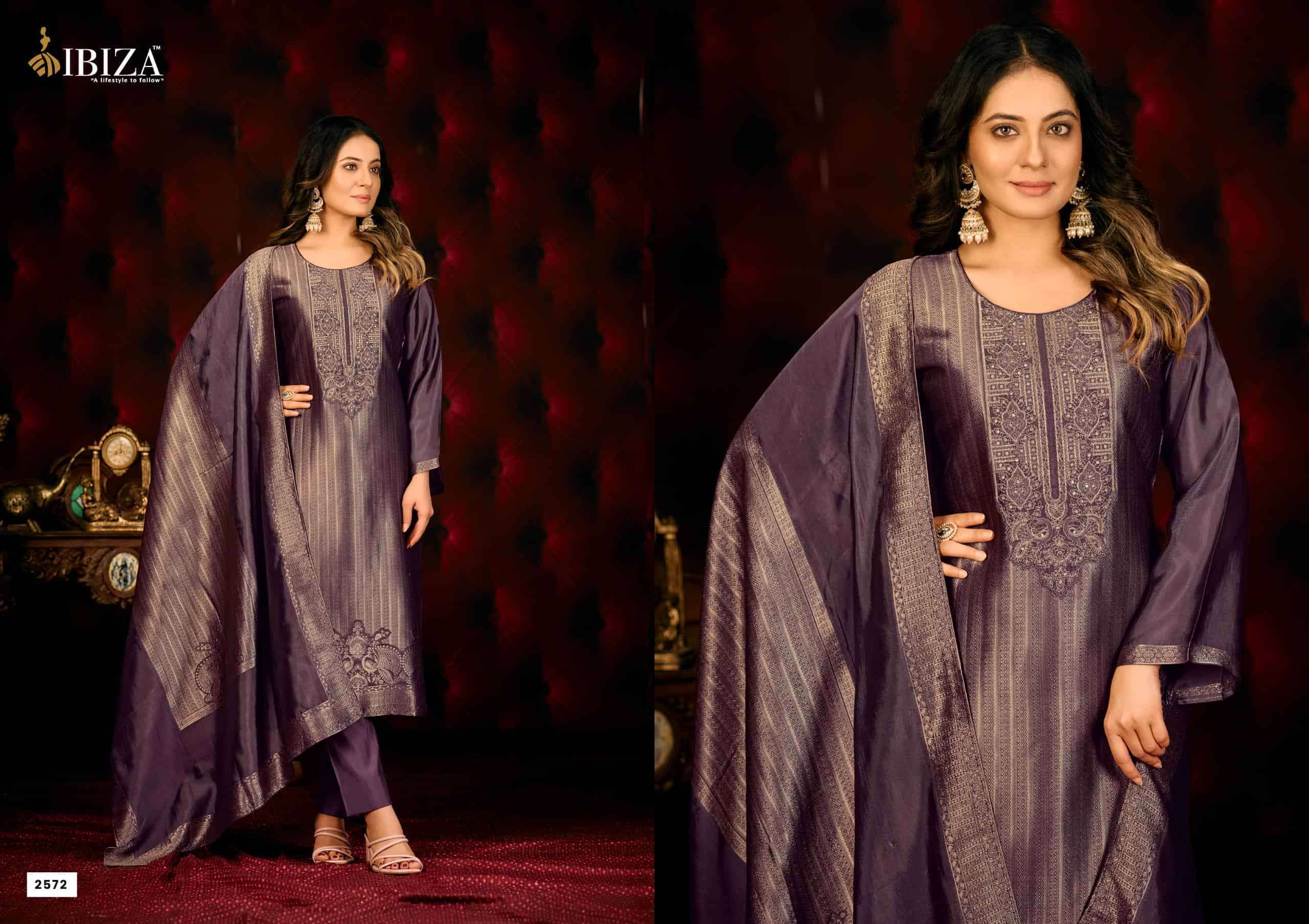 IBIZA LATEST CATALOGUE KALILA JACQUARD DESIGNS PURE BANGLORY SILK SUIT WHOLESALER IN SURAT 2025
