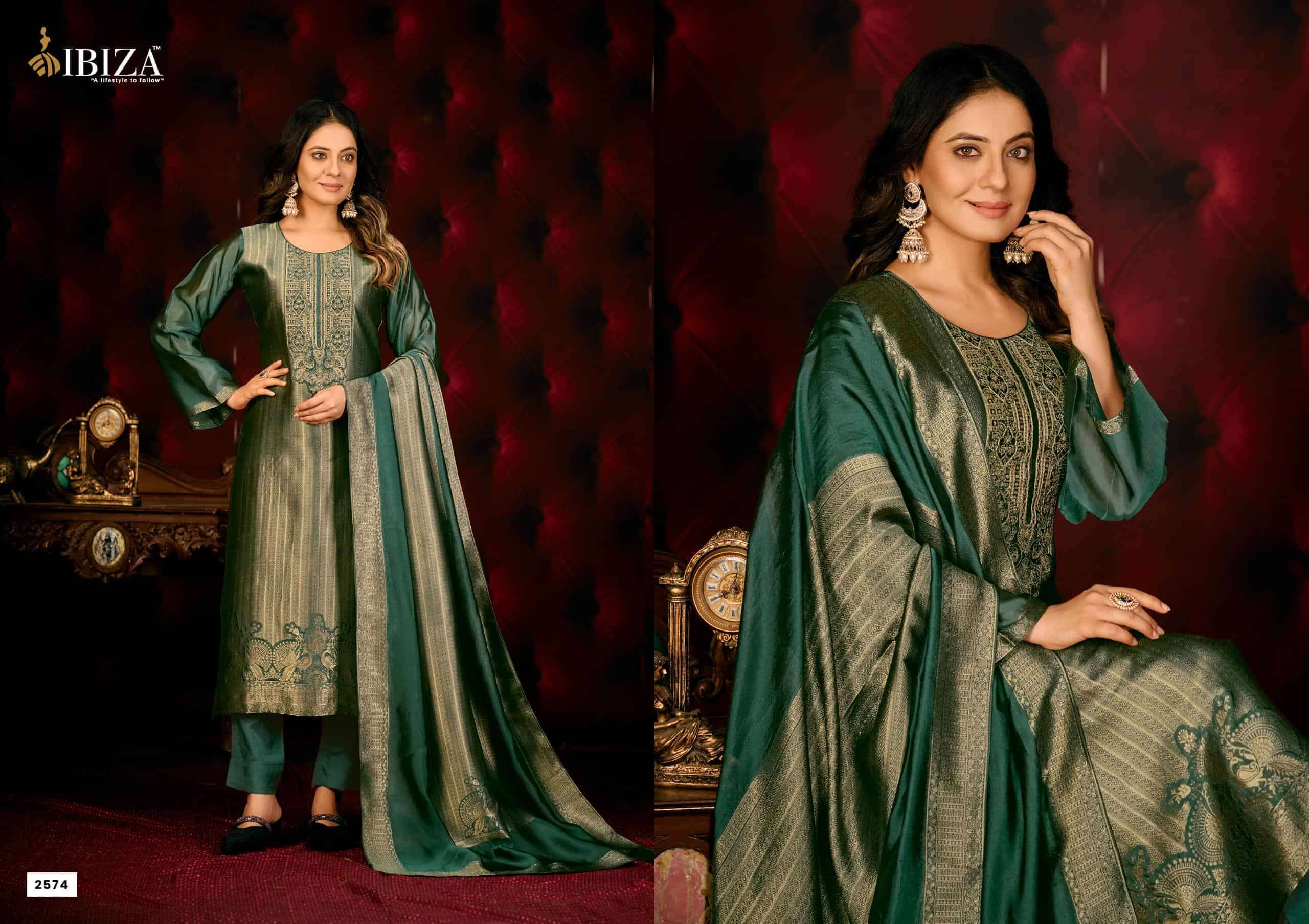 IBIZA LATEST CATALOGUE KALILA JACQUARD DESIGNS PURE BANGLORY SILK SUIT WHOLESALER IN SURAT 2025