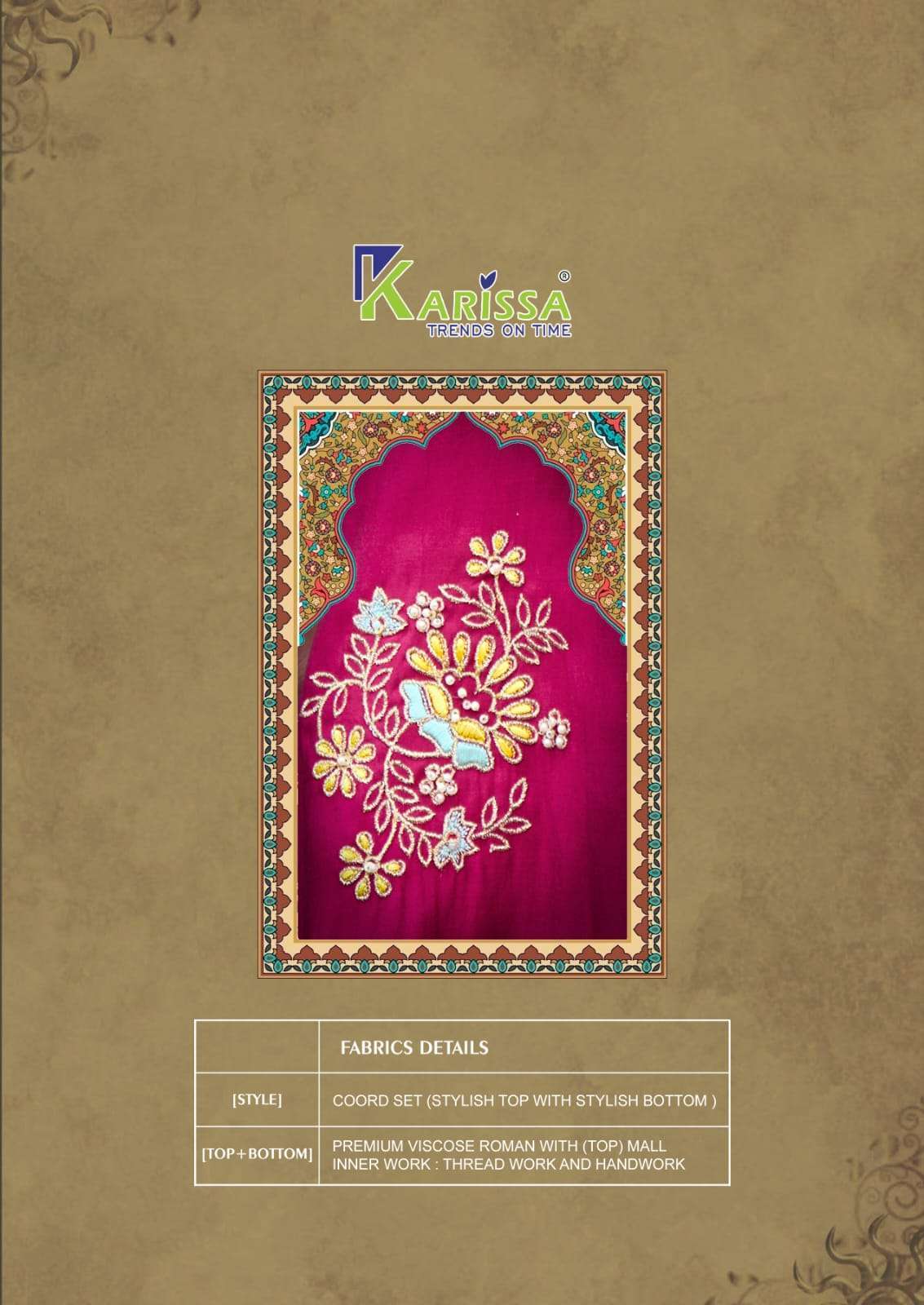 KARISSA MUSHQ VISCOSE SILK DESIGNER CORD SET WHOLESALER BEST RATE DEALER 