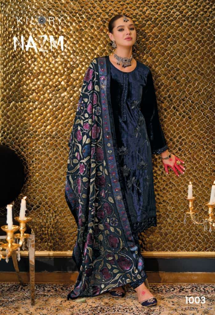 KILORY TRENDS NAZM PURE VELVET SUIT CATALOG WHOLESALER BEST RATE 