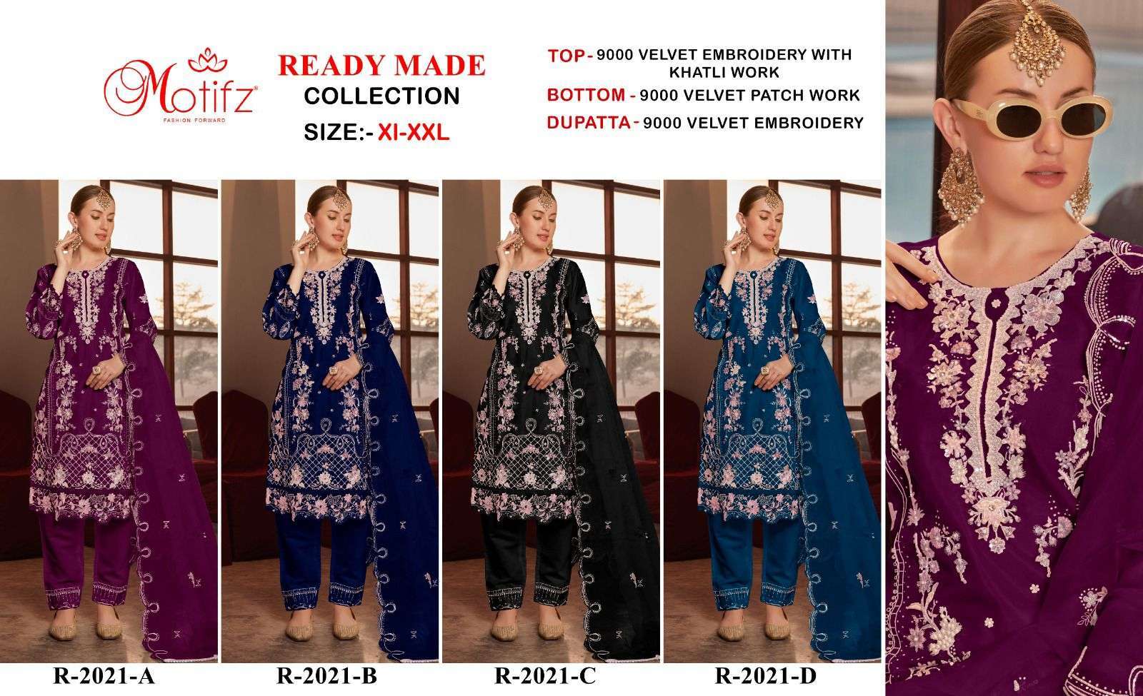 MOTIFZ R 2021 COLORS READYMADE VELVET SUIT WHOLESALER IN SURAT 2025