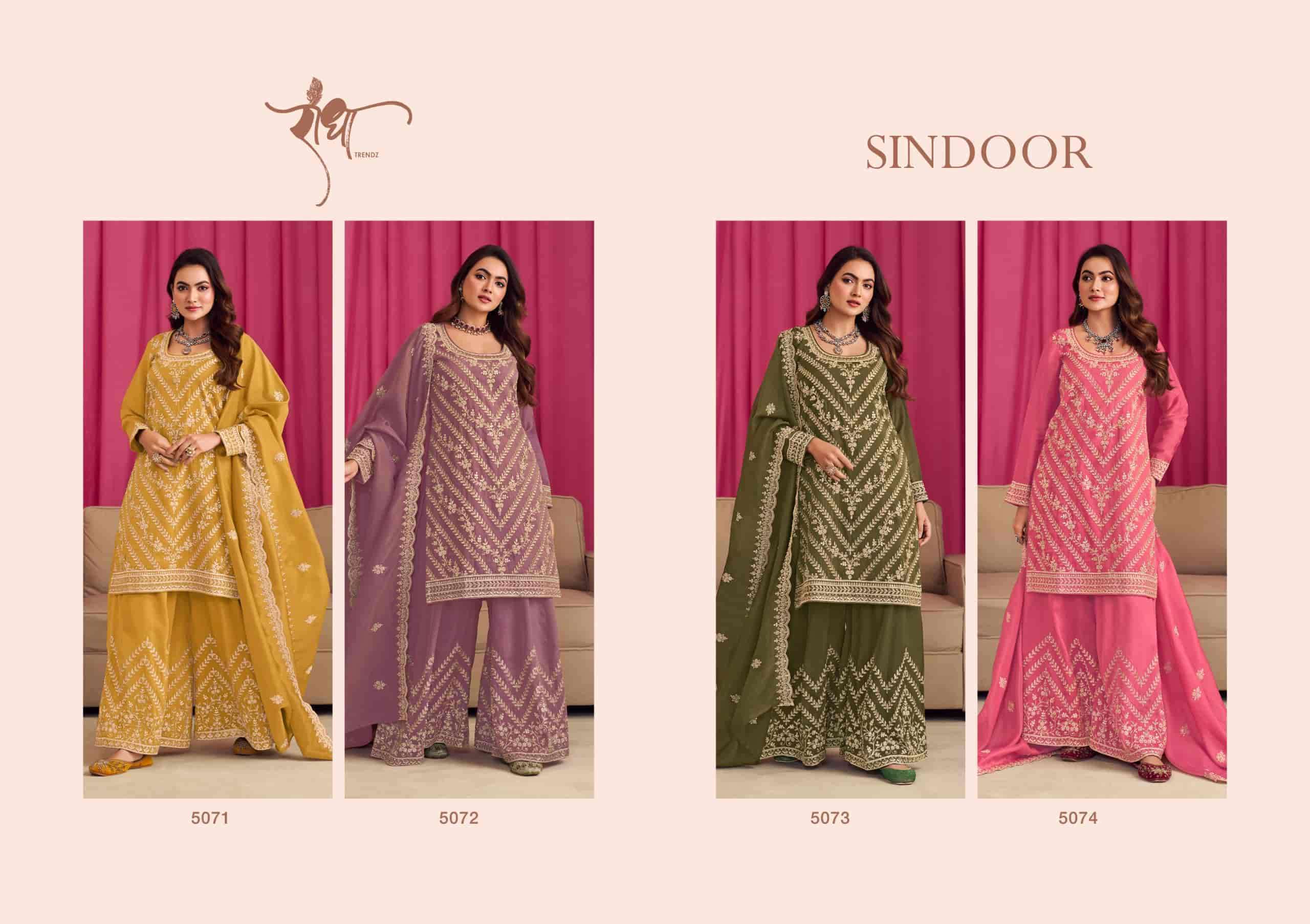 RADHA TRENDZ SINDOOR LATEST DESIGNER SHARARA DRESS CATALOGUE WHOLESALER IN SURAT 