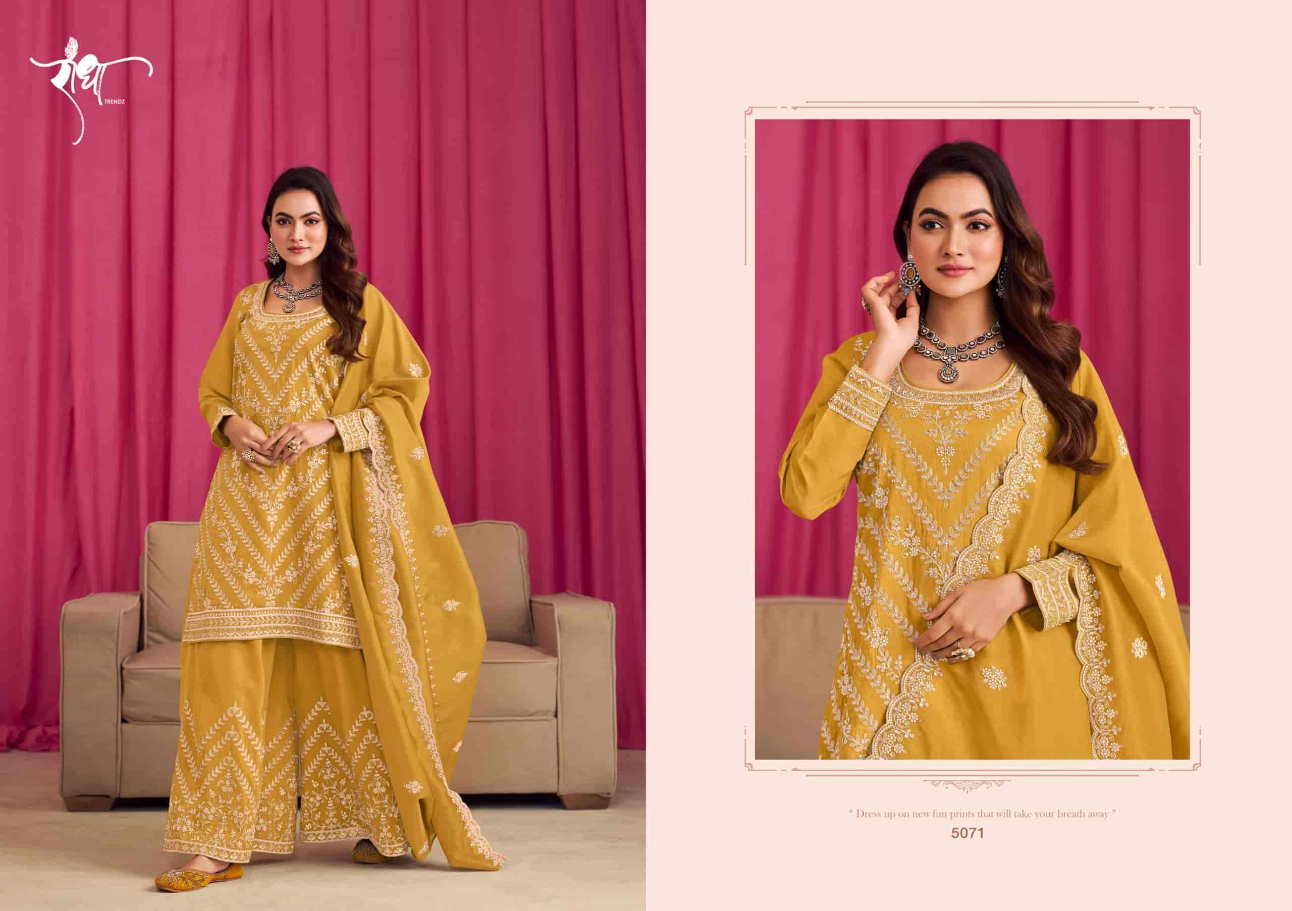 RADHA TRENDZ SINDOOR LATEST DESIGNER SHARARA DRESS CATALOGUE WHOLESALER IN SURAT 