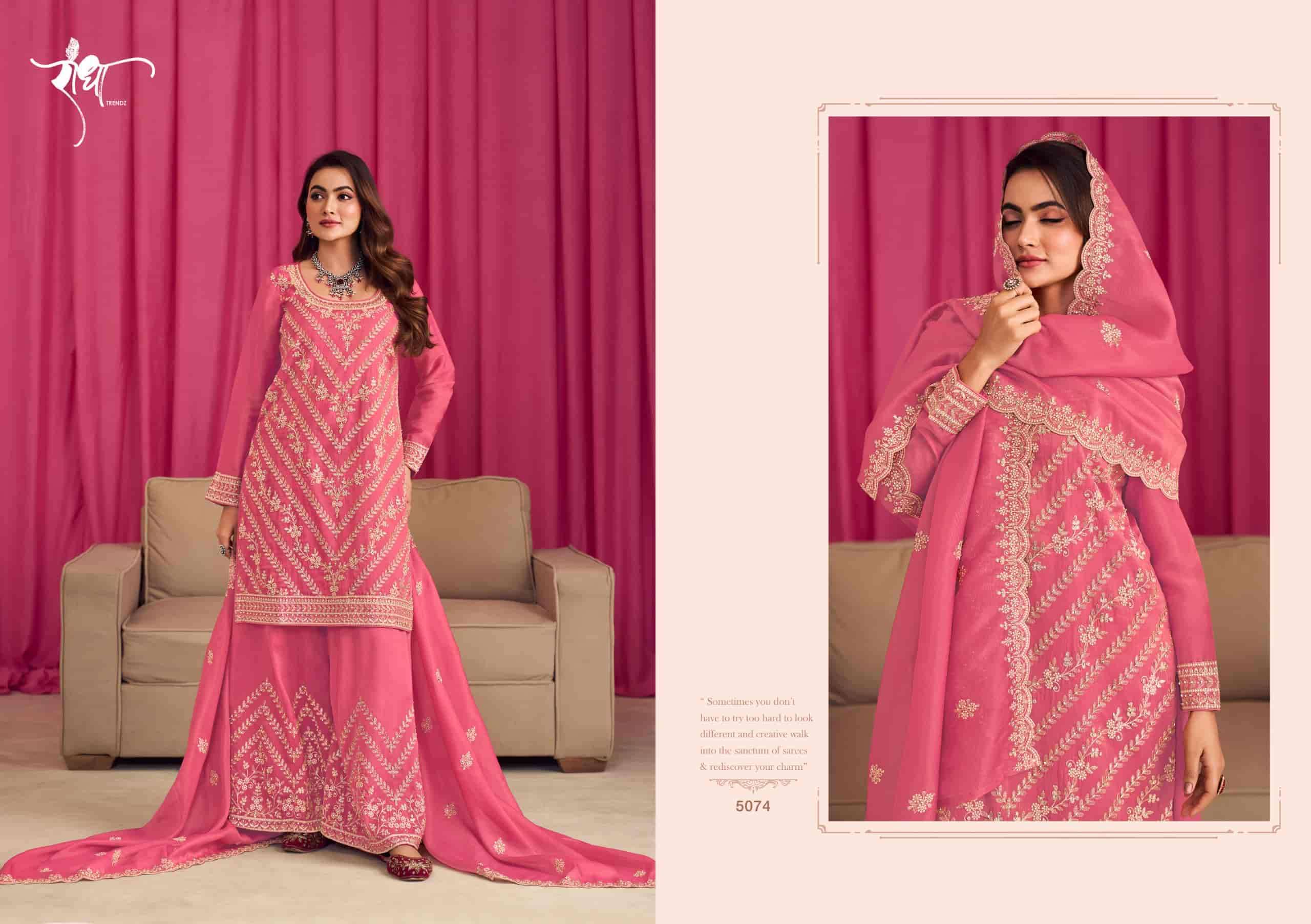 RADHA TRENDZ SINDOOR LATEST DESIGNER SHARARA DRESS CATALOGUE WHOLESALER IN SURAT 