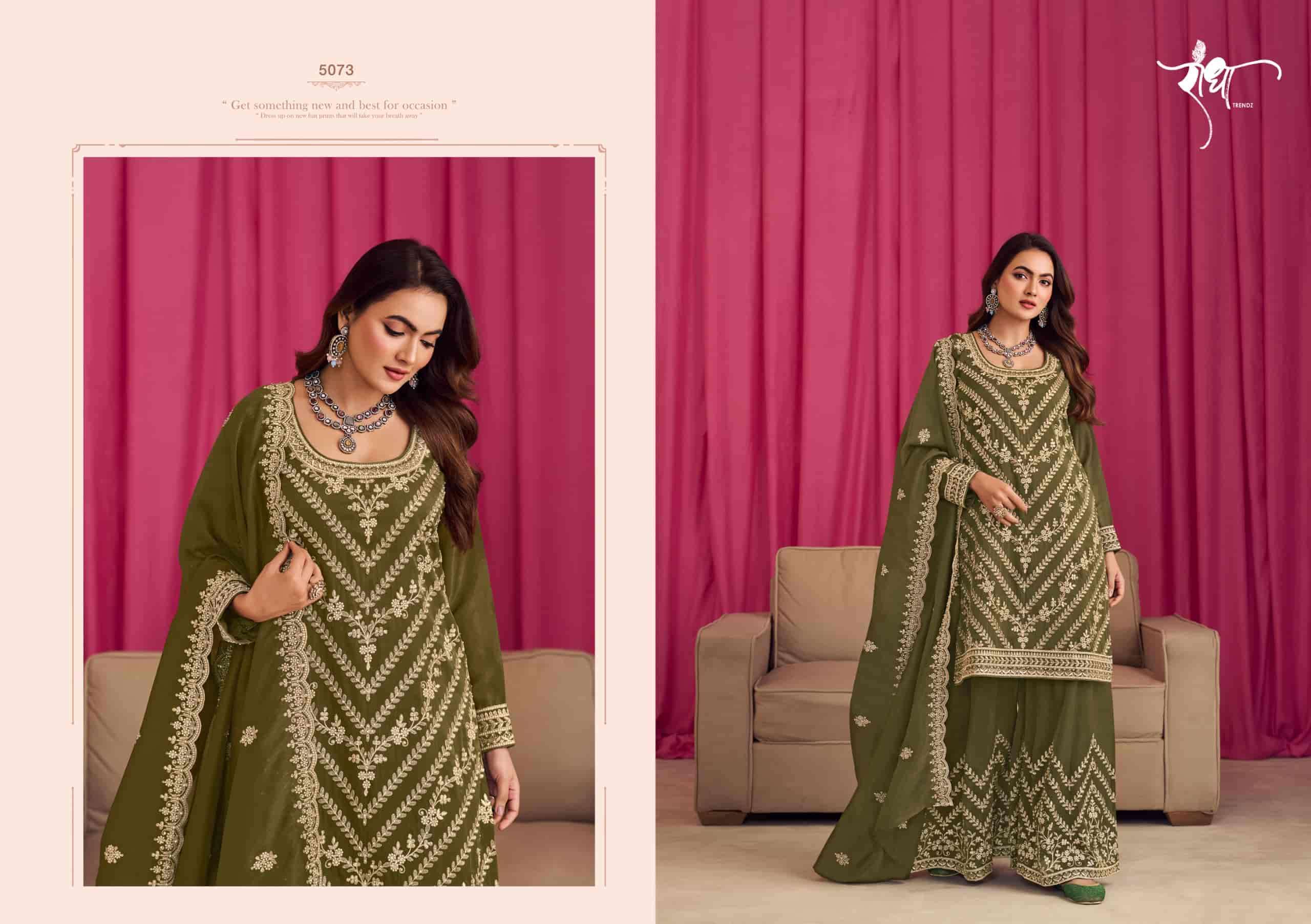RADHA TRENDZ SINDOOR LATEST DESIGNER SHARARA DRESS CATALOGUE WHOLESALER IN SURAT 