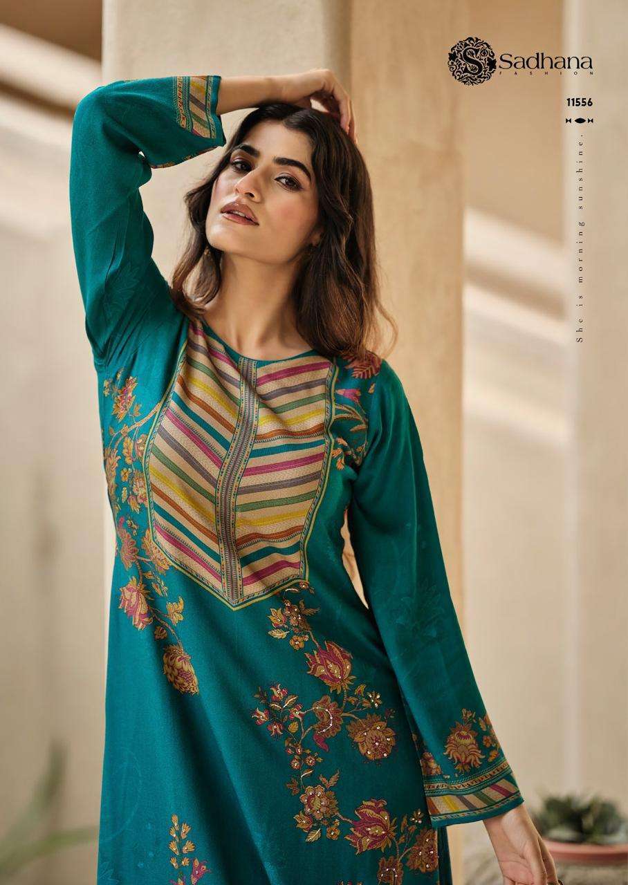SADHANA FASHION ELISHA VISCSOE PASHMINA LADIES SUIT CATALOGUE WHOLESALER 