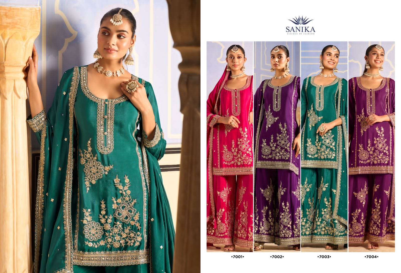 SANIKA TARANG WEDDING WEAR 3 PIECE PALAZZO SUIT LATEST CATALOGUE WHOLESALER 