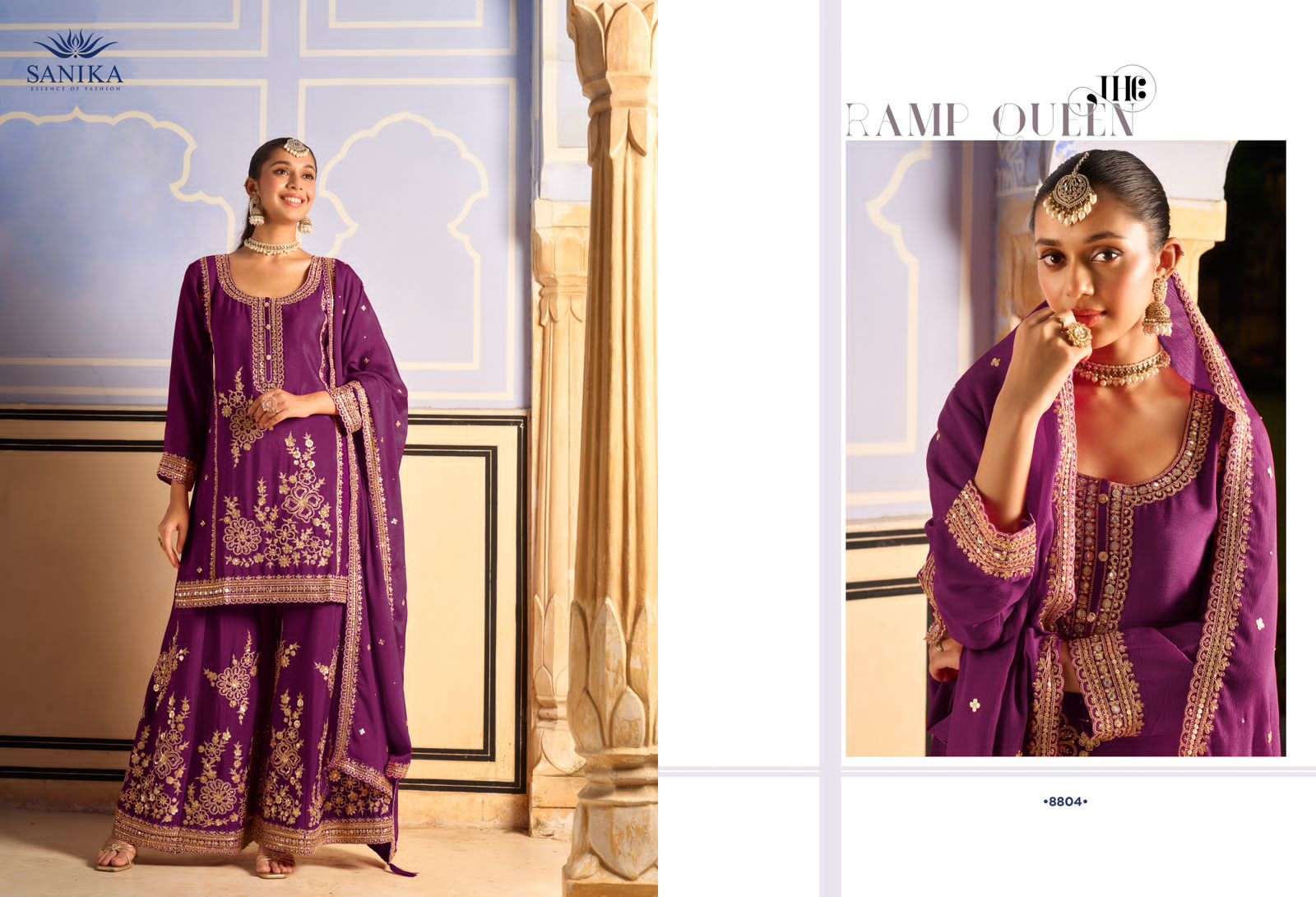 SANIKA TARANG WEDDING WEAR 3 PIECE PALAZZO SUIT LATEST CATALOGUE WHOLESALER 