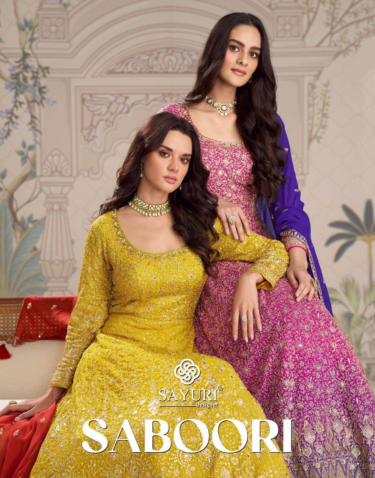SAYURI DESIGNER SABOORI PREMIUM GEORGETTE DESIGNER GOWN CATALOG WHOLESALER 