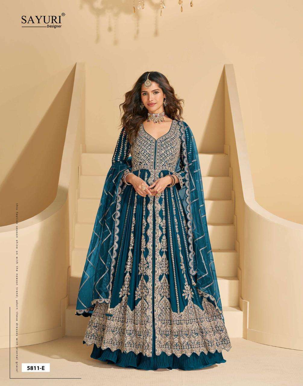 SAYURI MIRZA 5811 COLORS PARTYWEAR INDO WESTERN DRESS EXPORTER 