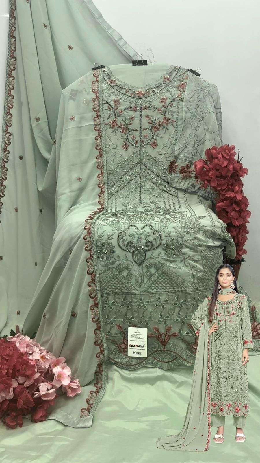 SHANAYA S 213 COLORS PAKISTANI DESIGNER ORGANZA SUTI WHOLESALER IN SURAT 