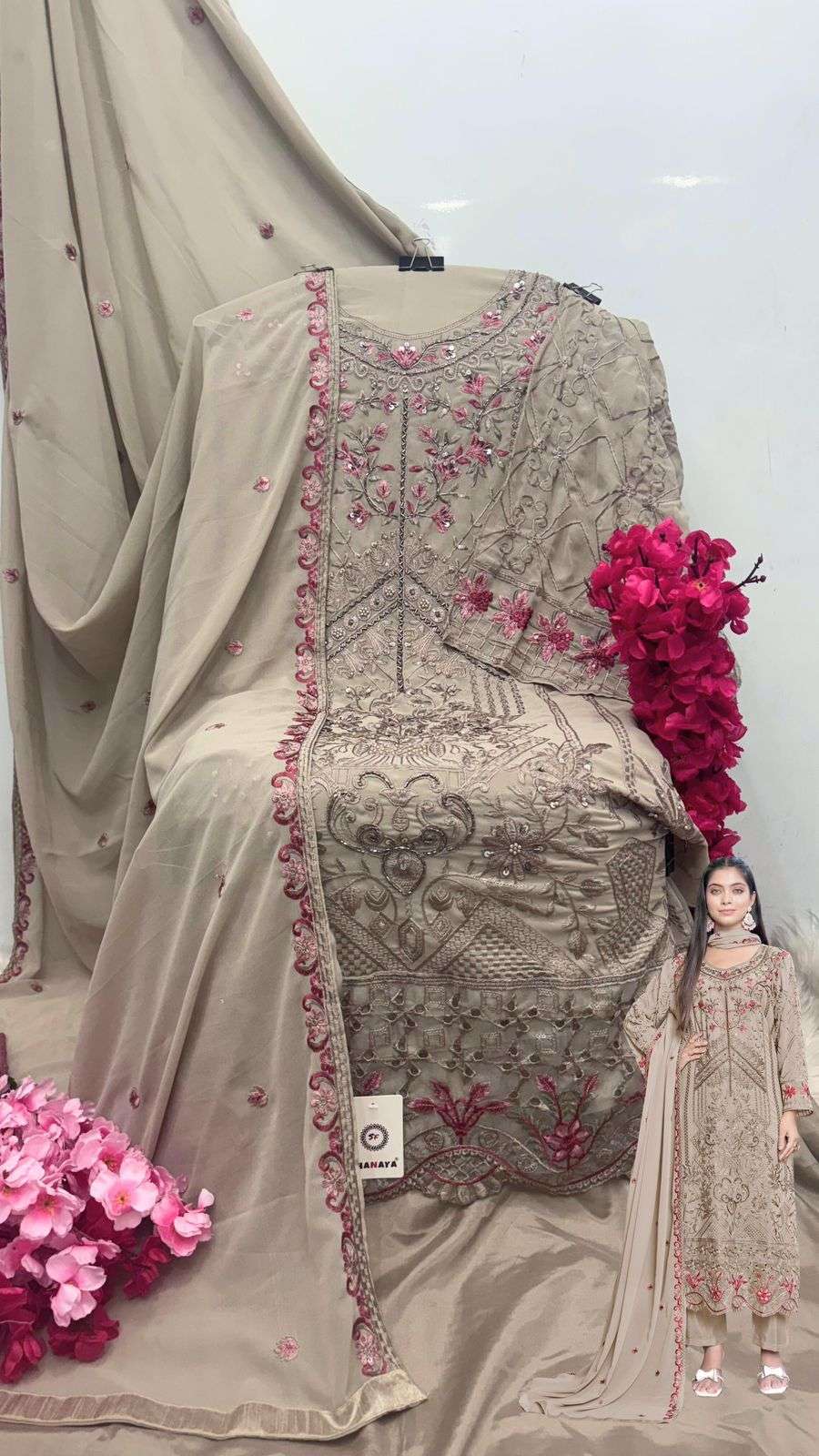 SHANAYA S 213 COLORS PAKISTANI DESIGNER ORGANZA SUTI WHOLESALER IN SURAT 