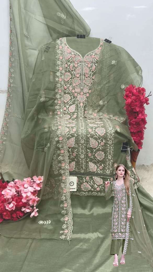 SHANAYA S 215 COLORS PAKISTANI DESIGNER ORGANZA SUTI WHOLESALER IN SURAT 