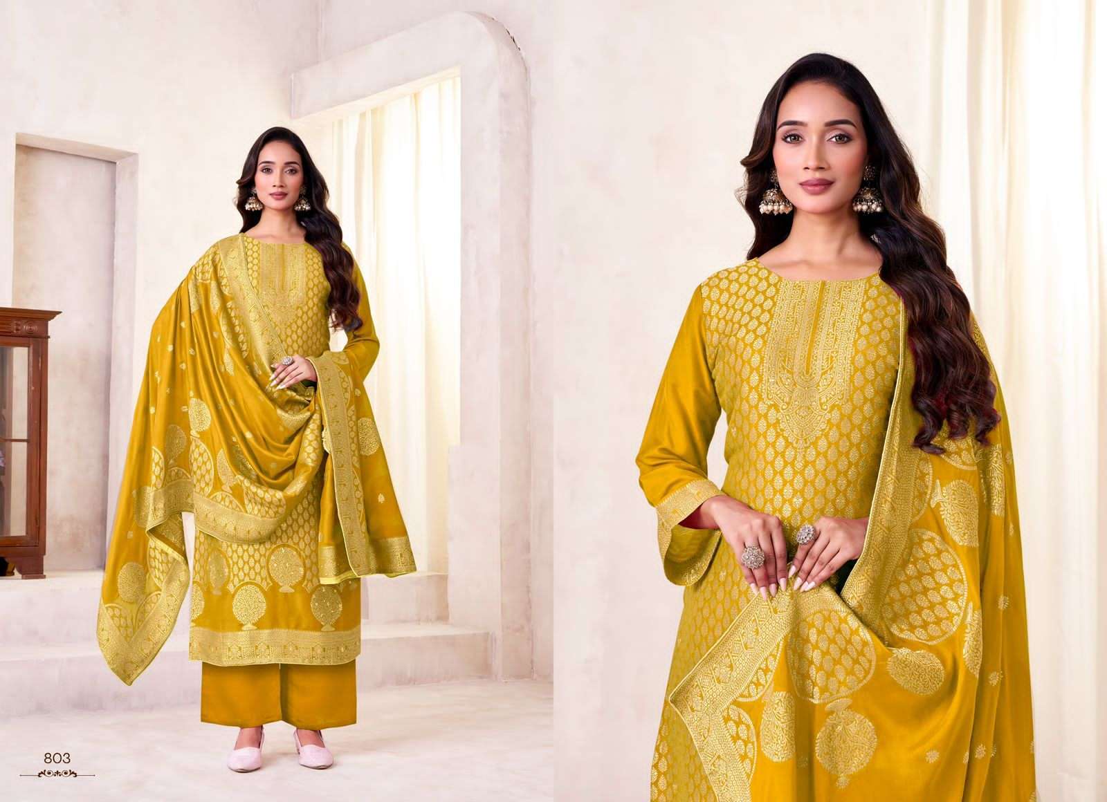 TANISHK MAHIRA FANCY MUSLIN JACQUARD SUIT CATALOG EXPORTER 2025
