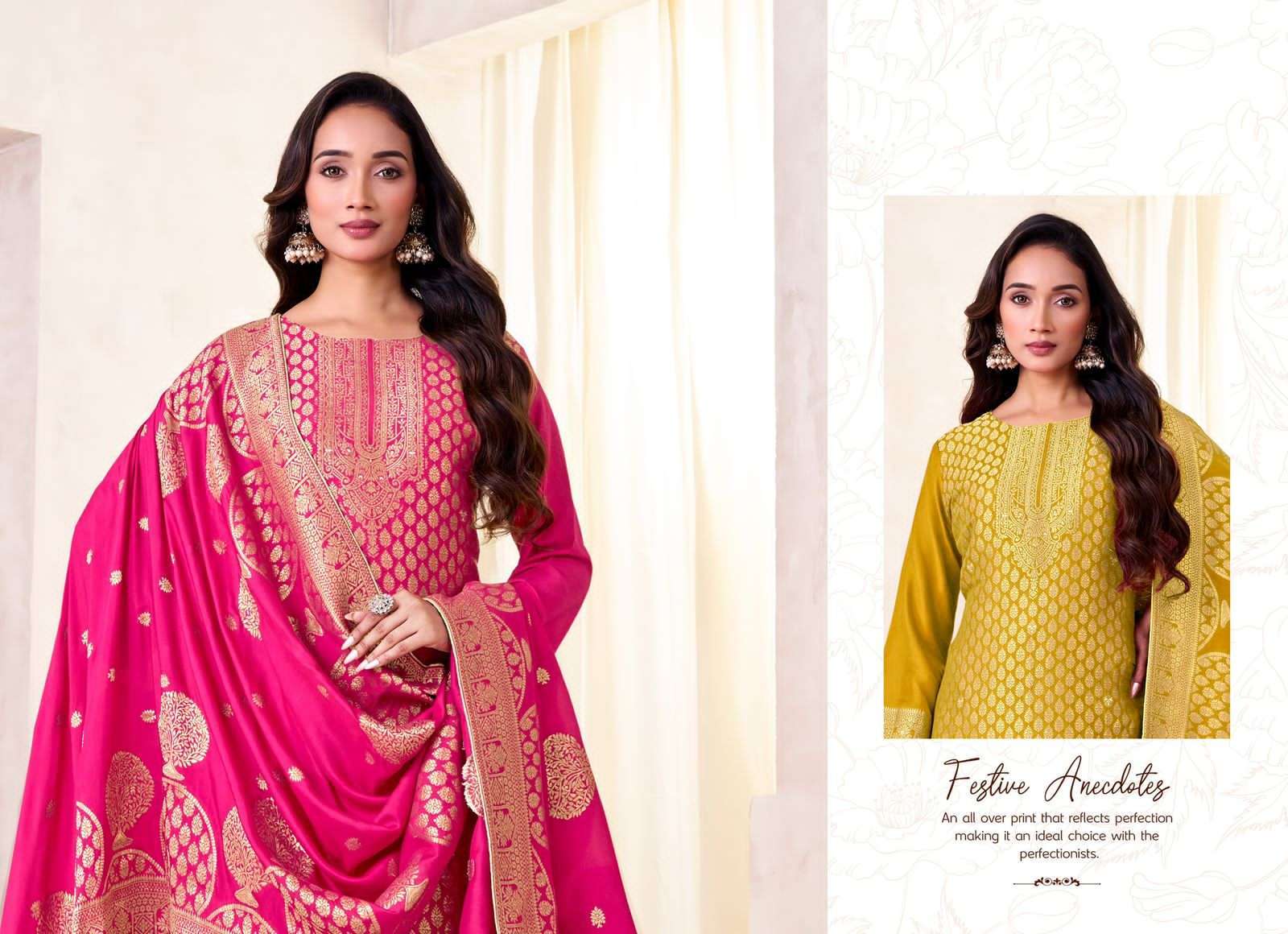 TANISHK MAHIRA FANCY MUSLIN JACQUARD SUIT CATALOG EXPORTER 2025