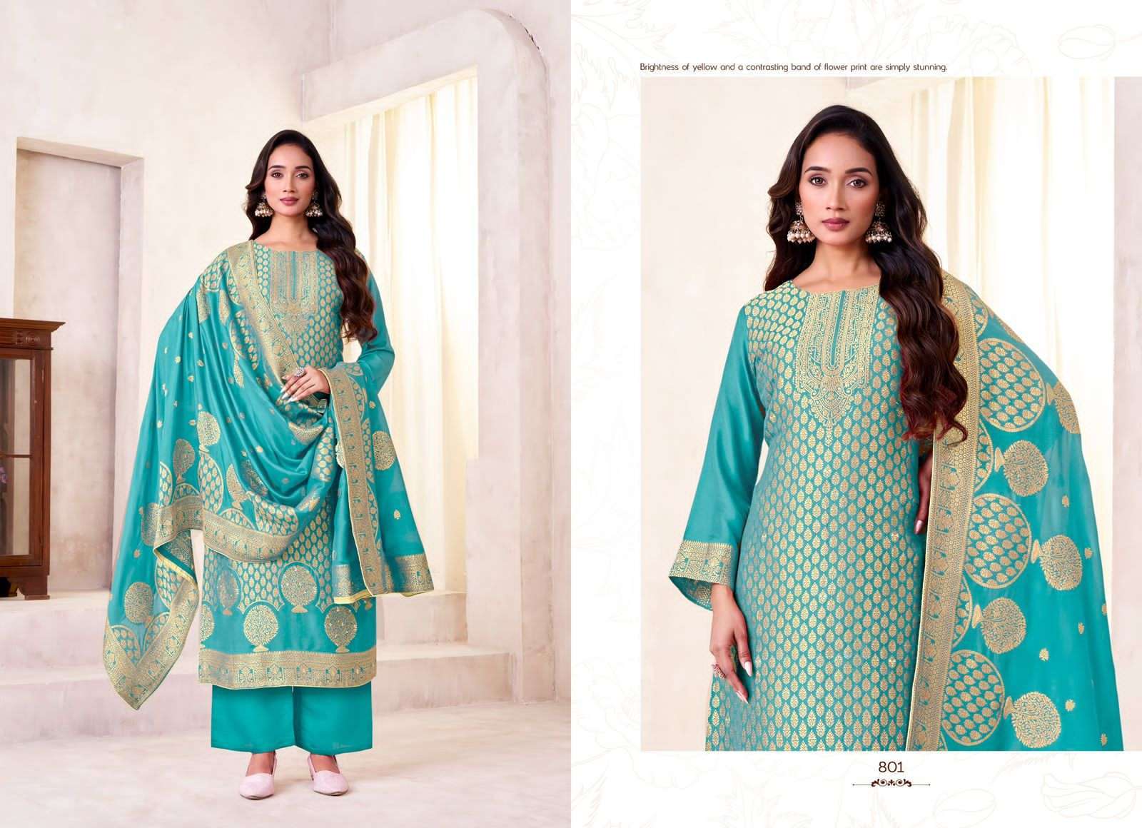 TANISHK MAHIRA FANCY MUSLIN JACQUARD SUIT CATALOG EXPORTER 2025