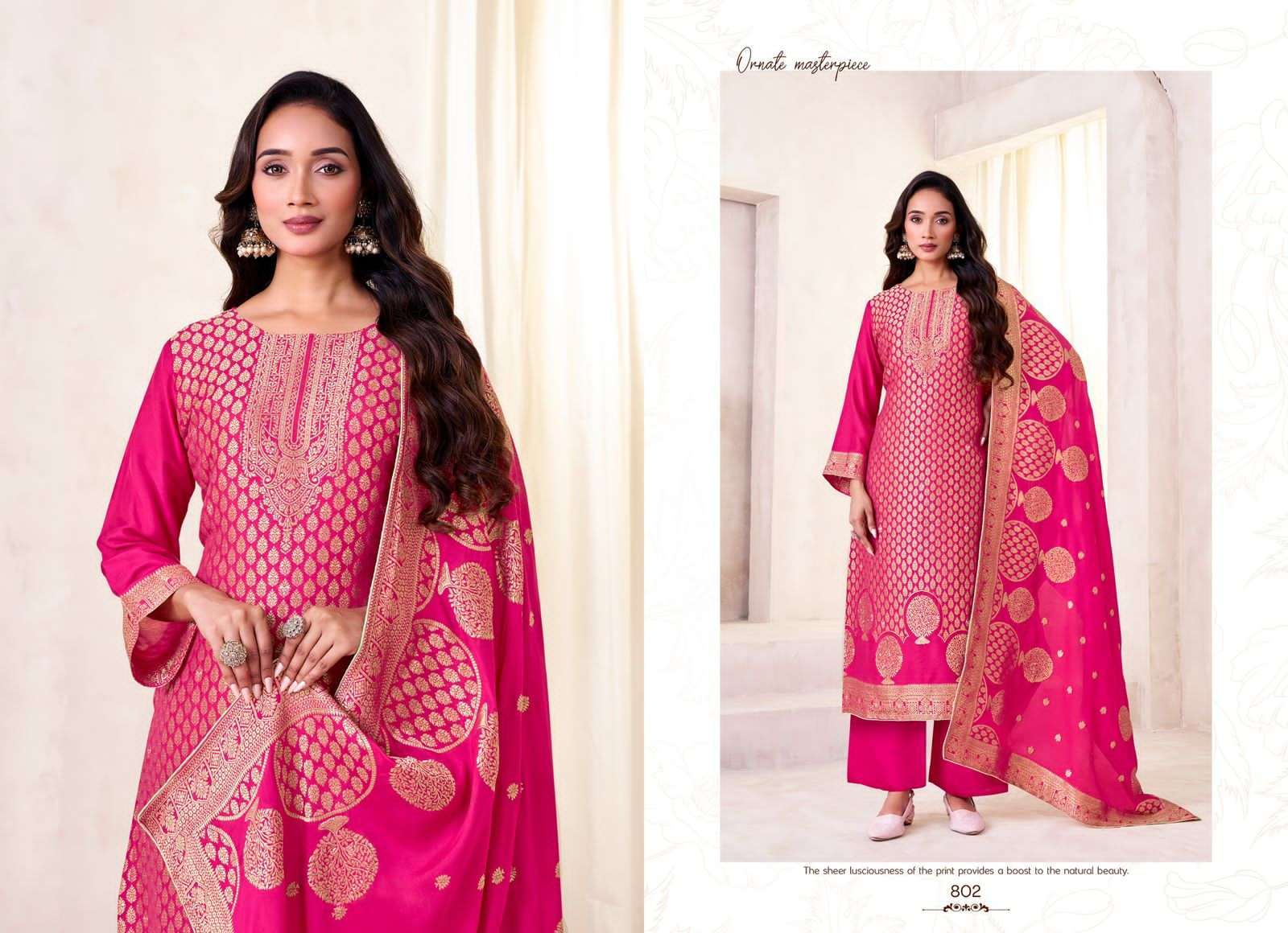 TANISHK MAHIRA FANCY MUSLIN JACQUARD SUIT CATALOG EXPORTER 2025