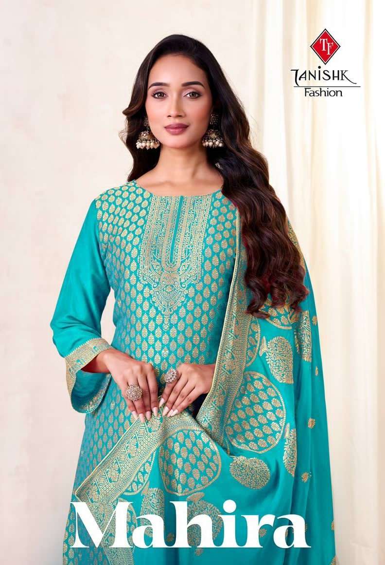 TANISHK MAHIRA FANCY MUSLIN JACQUARD SUIT CATALOG EXPORTER 2025