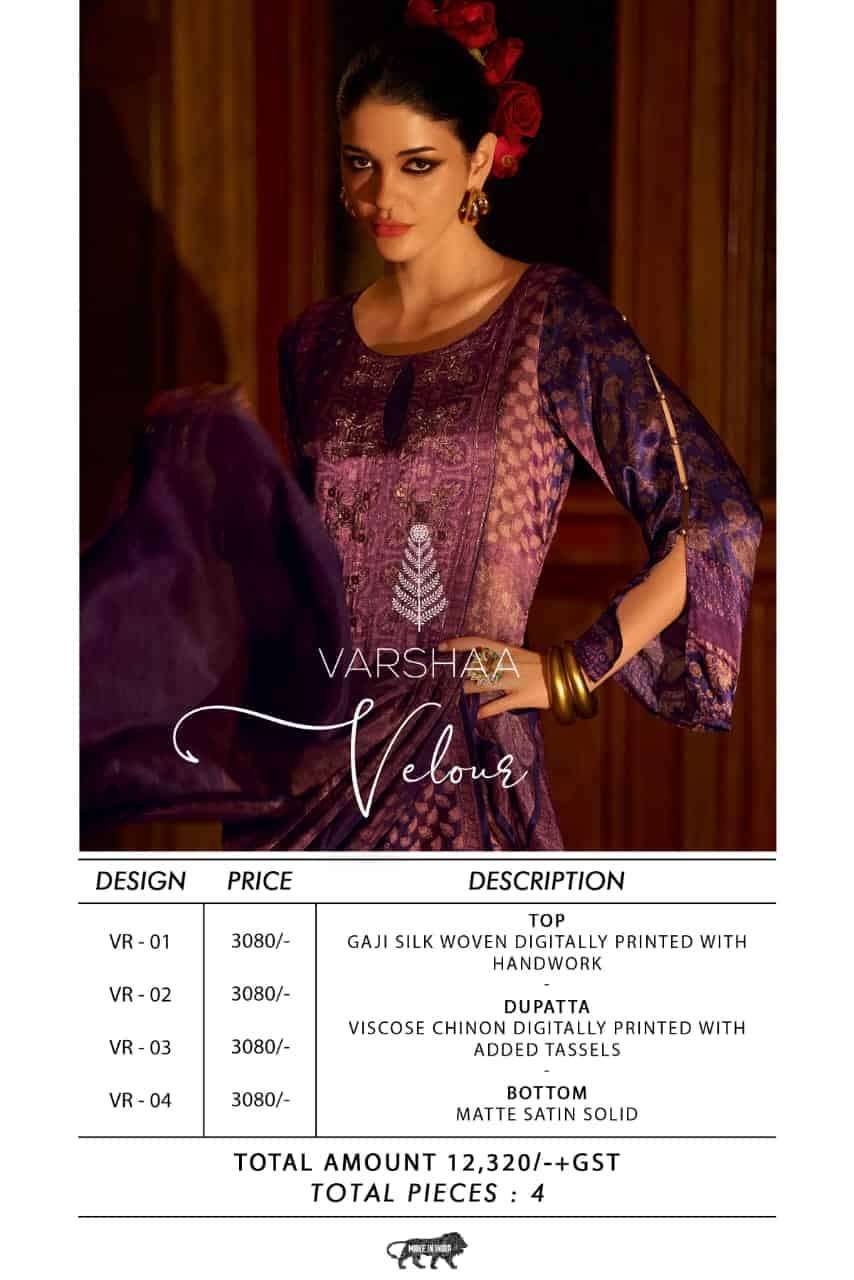 VARSHA VELOUR DESIGNER SILK PARTYWEAR DRESS CATALOGUE WHOLESALER 