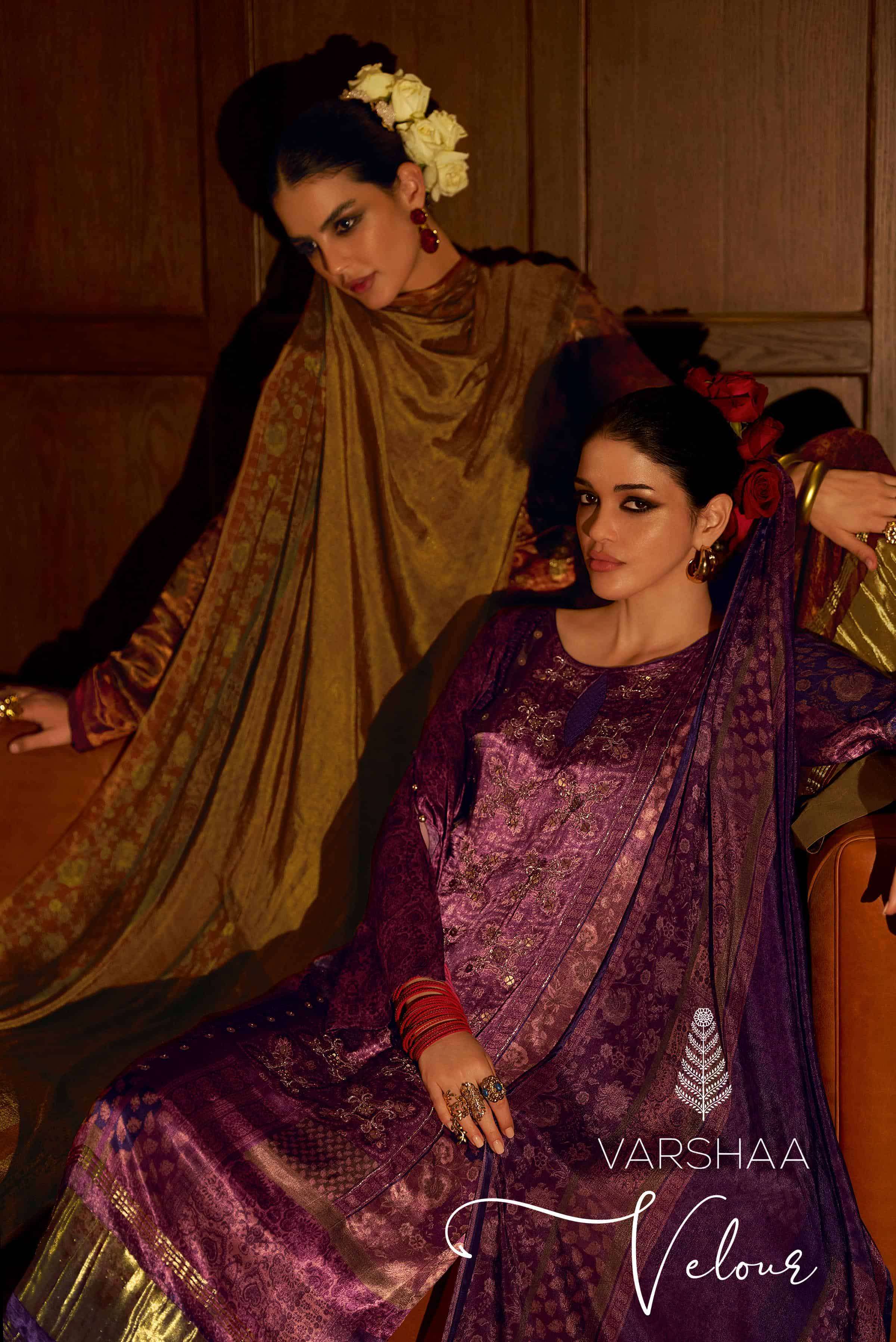 VARSHA VELOUR DESIGNER SILK PARTYWEAR DRESS CATALOGUE WHOLESALER 