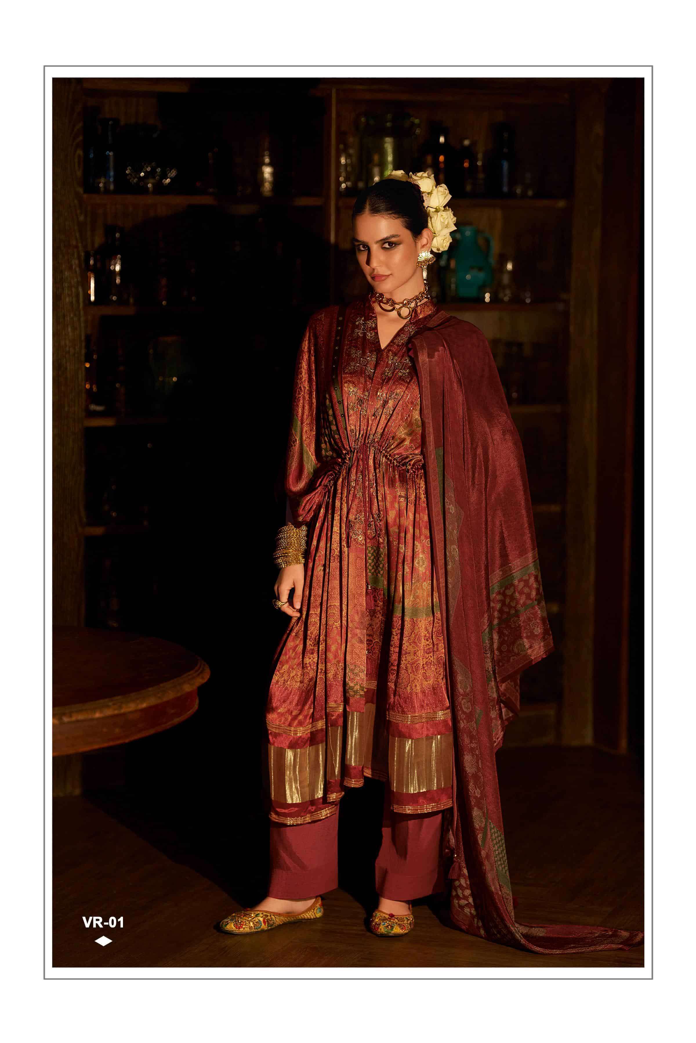 VARSHA VELOUR DESIGNER SILK PARTYWEAR DRESS CATALOGUE WHOLESALER 