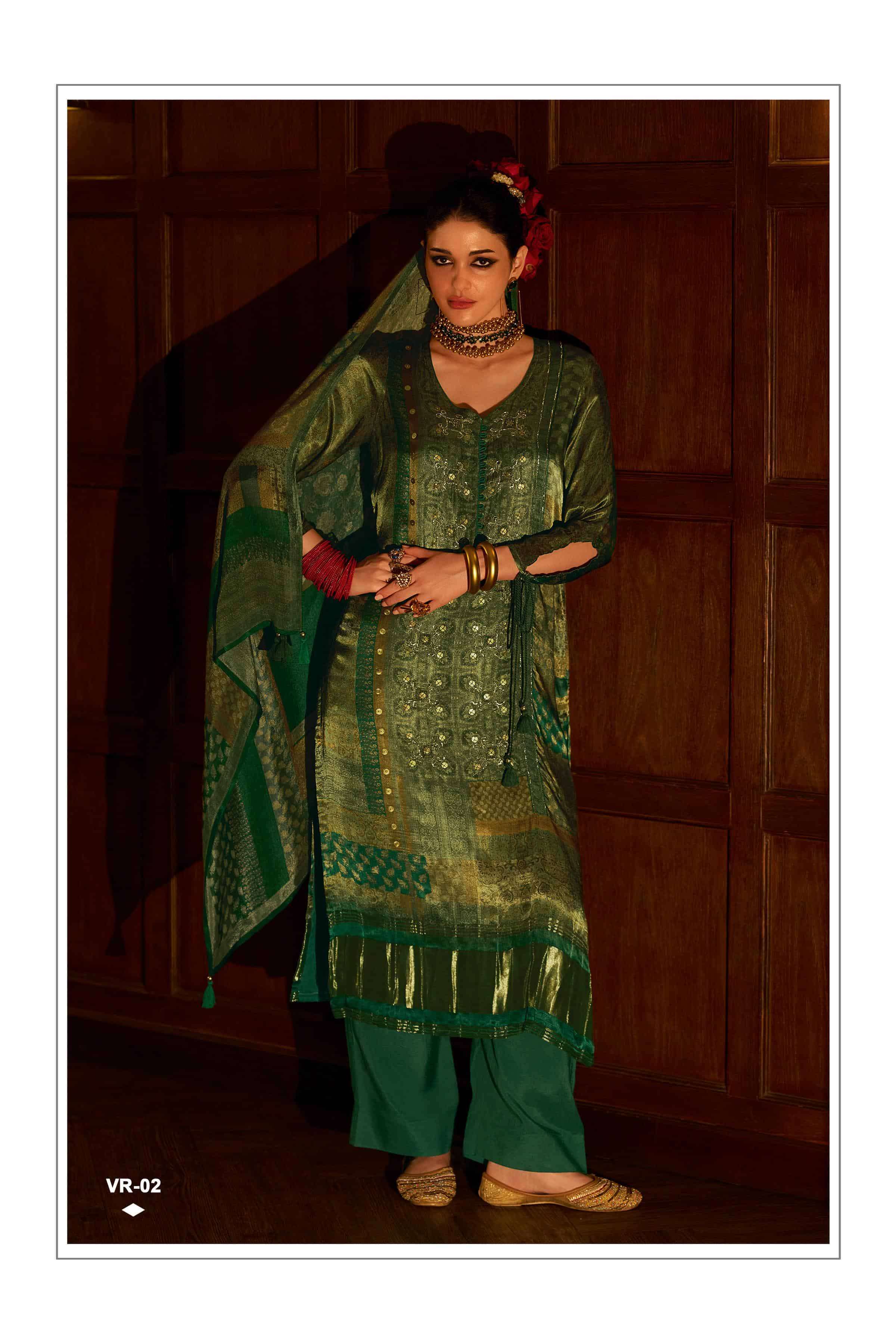 VARSHA VELOUR DESIGNER SILK PARTYWEAR DRESS CATALOGUE WHOLESALER 