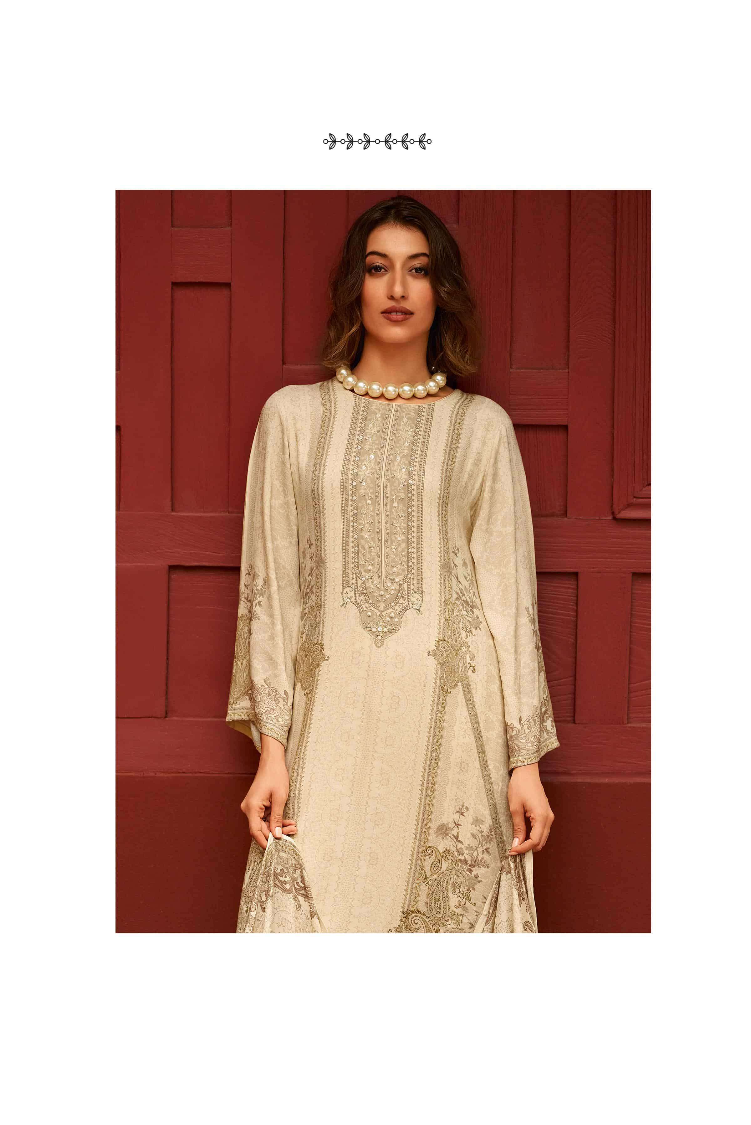 VARSHA WHITE GOLD PASHMINA WINTER SUIT CATALOGUE WHOLESALER IN SURAT 2025