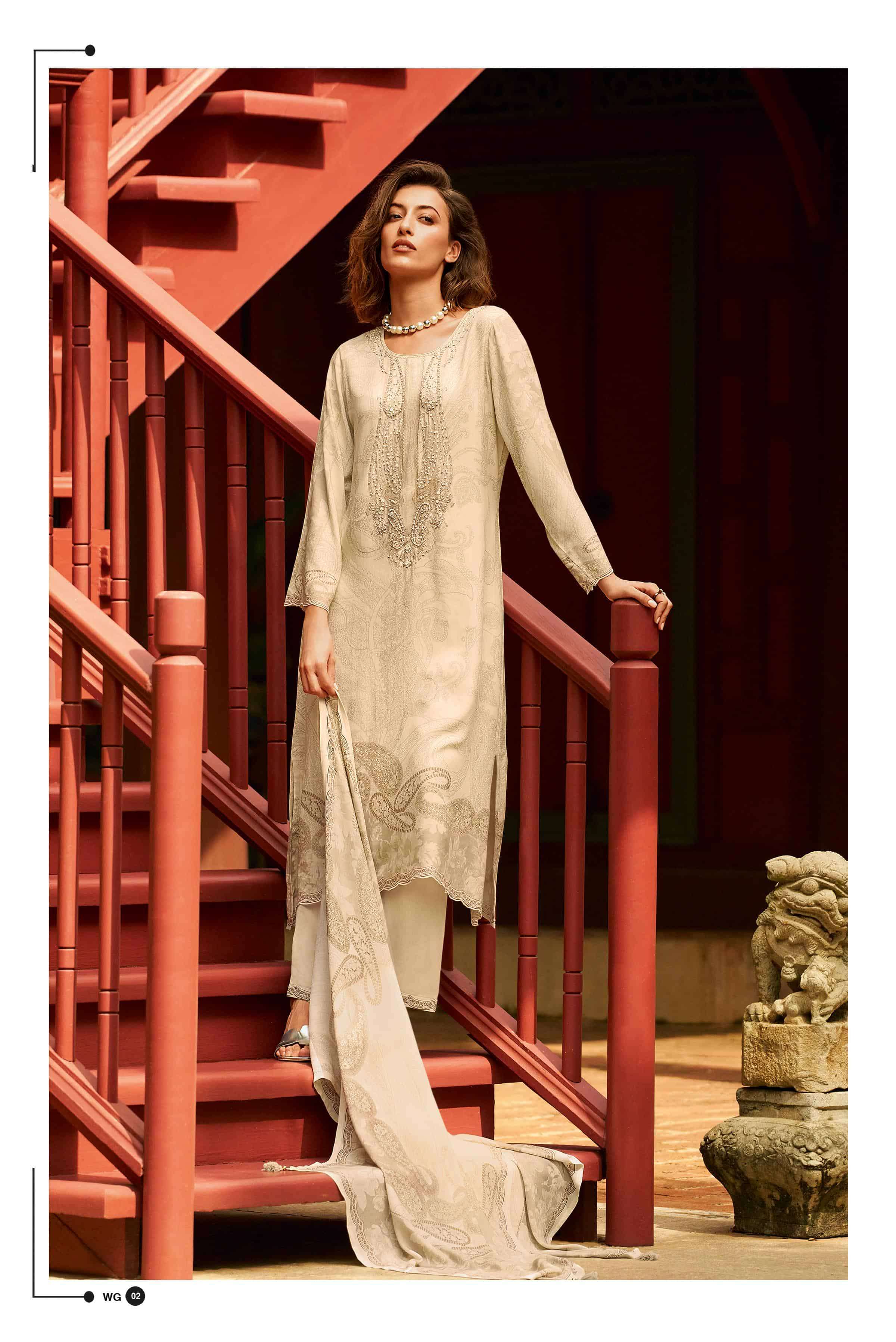 VARSHA WHITE GOLD PASHMINA WINTER SUIT CATALOGUE WHOLESALER IN SURAT 2025