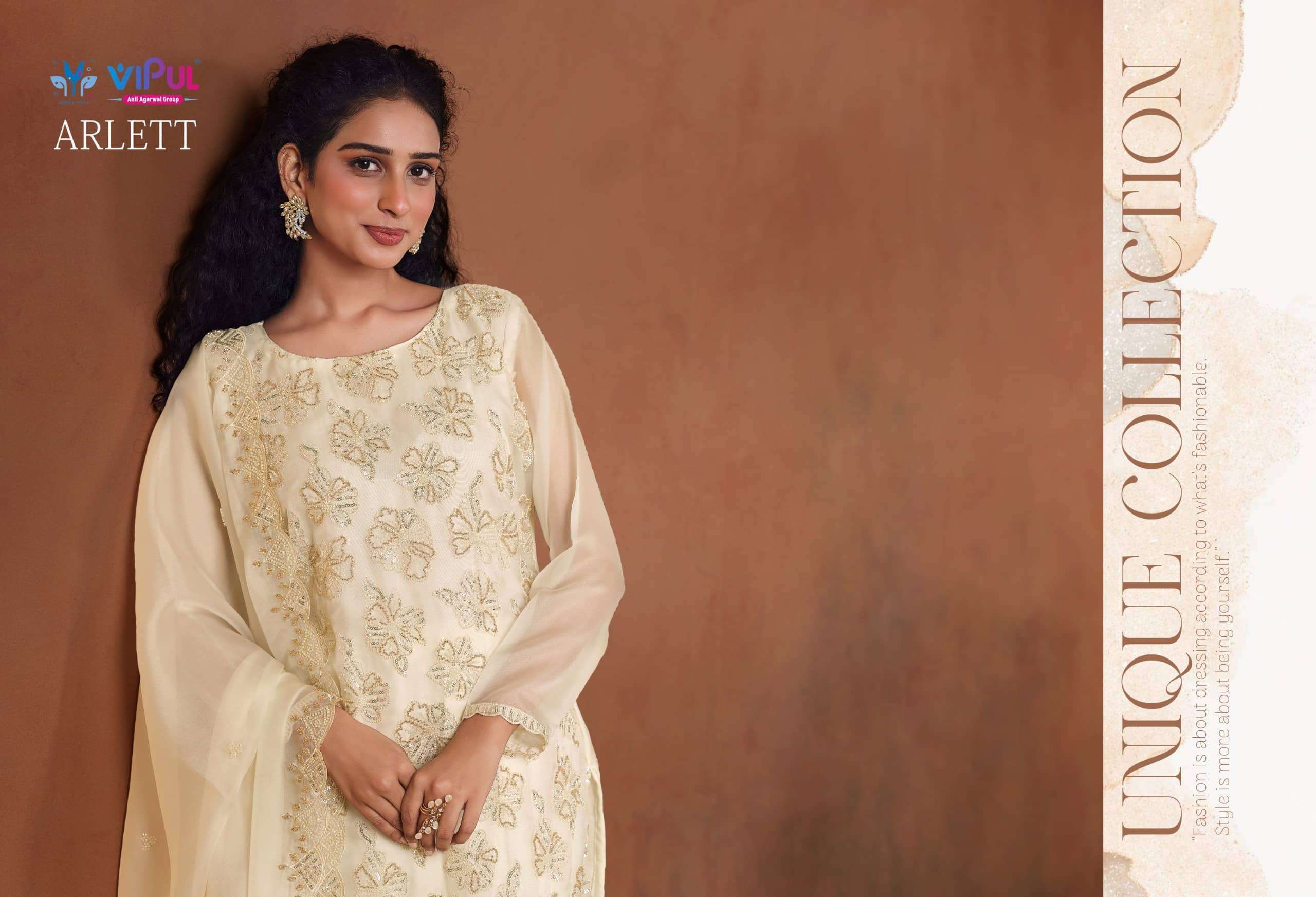 VIPUL FASHION ARLETT DESIGNER WORK ORGANZA PARTYWEAR SUIT CATALOG WHOLESALER 2025