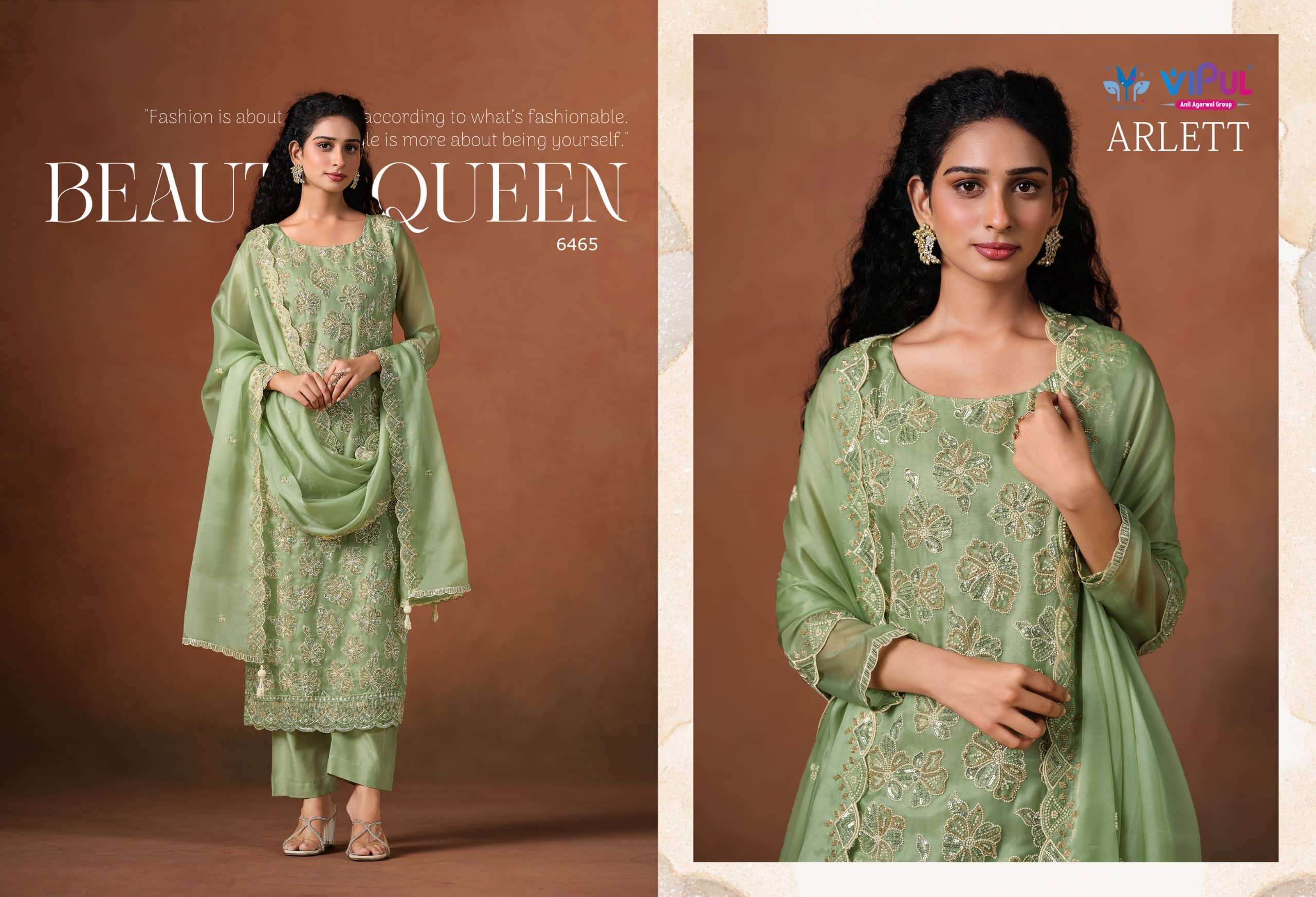 VIPUL FASHION ARLETT DESIGNER WORK ORGANZA PARTYWEAR SUIT CATALOG WHOLESALER 2025