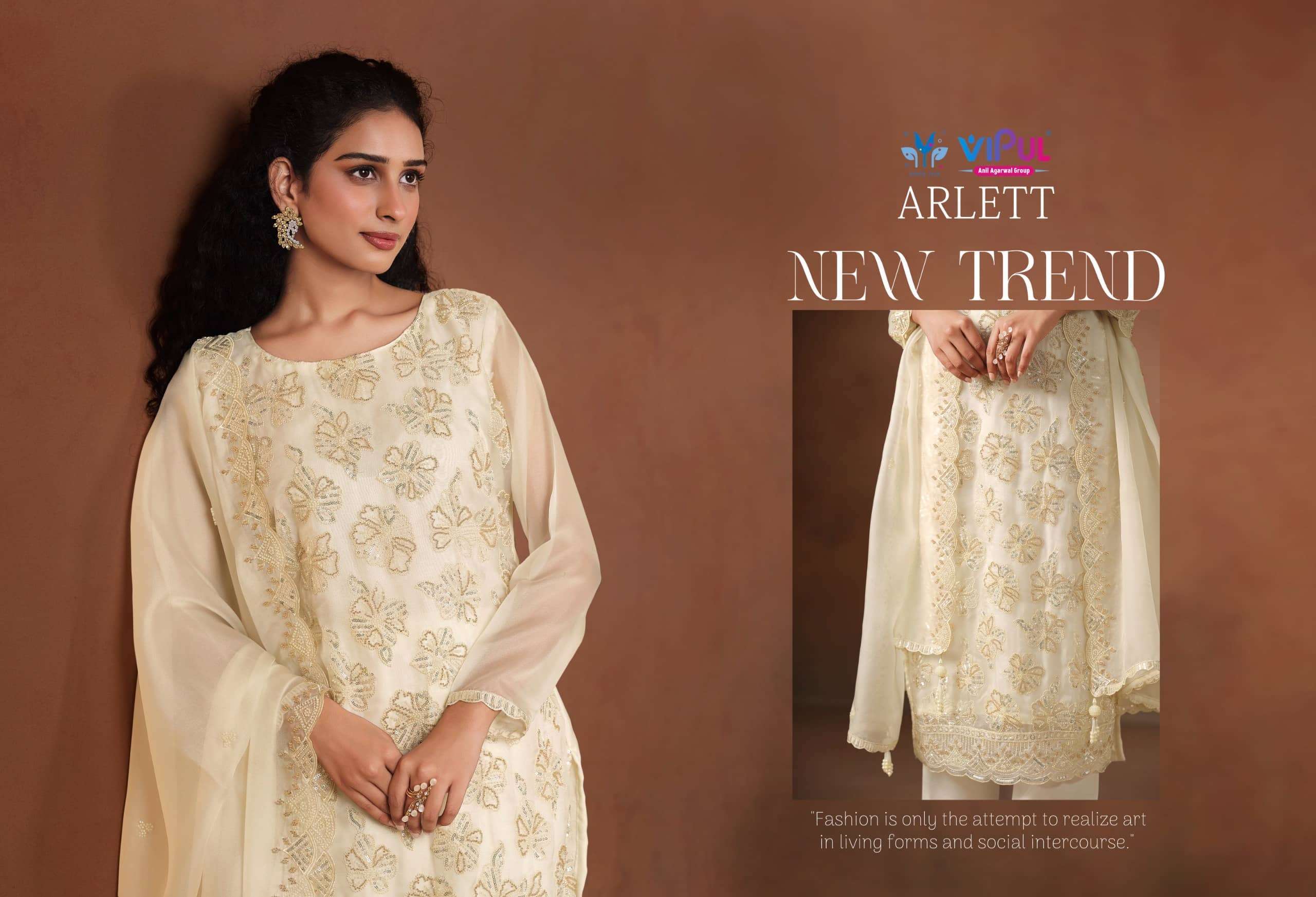 VIPUL FASHION ARLETT DESIGNER WORK ORGANZA PARTYWEAR SUIT CATALOG WHOLESALER 2025