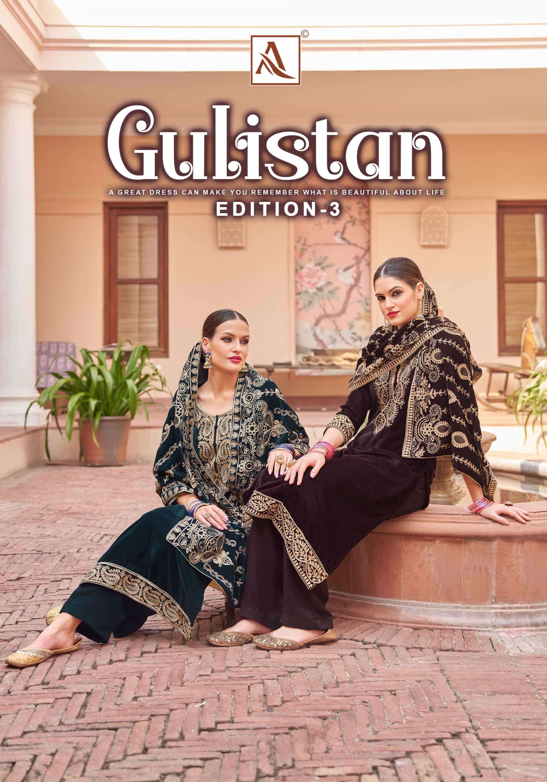 ALOK SUIT GULISTAN EDITION 3 FESTIVE WEAR VELVET DESIGNER SUIT COLLECTION BEST RATE DEALER 