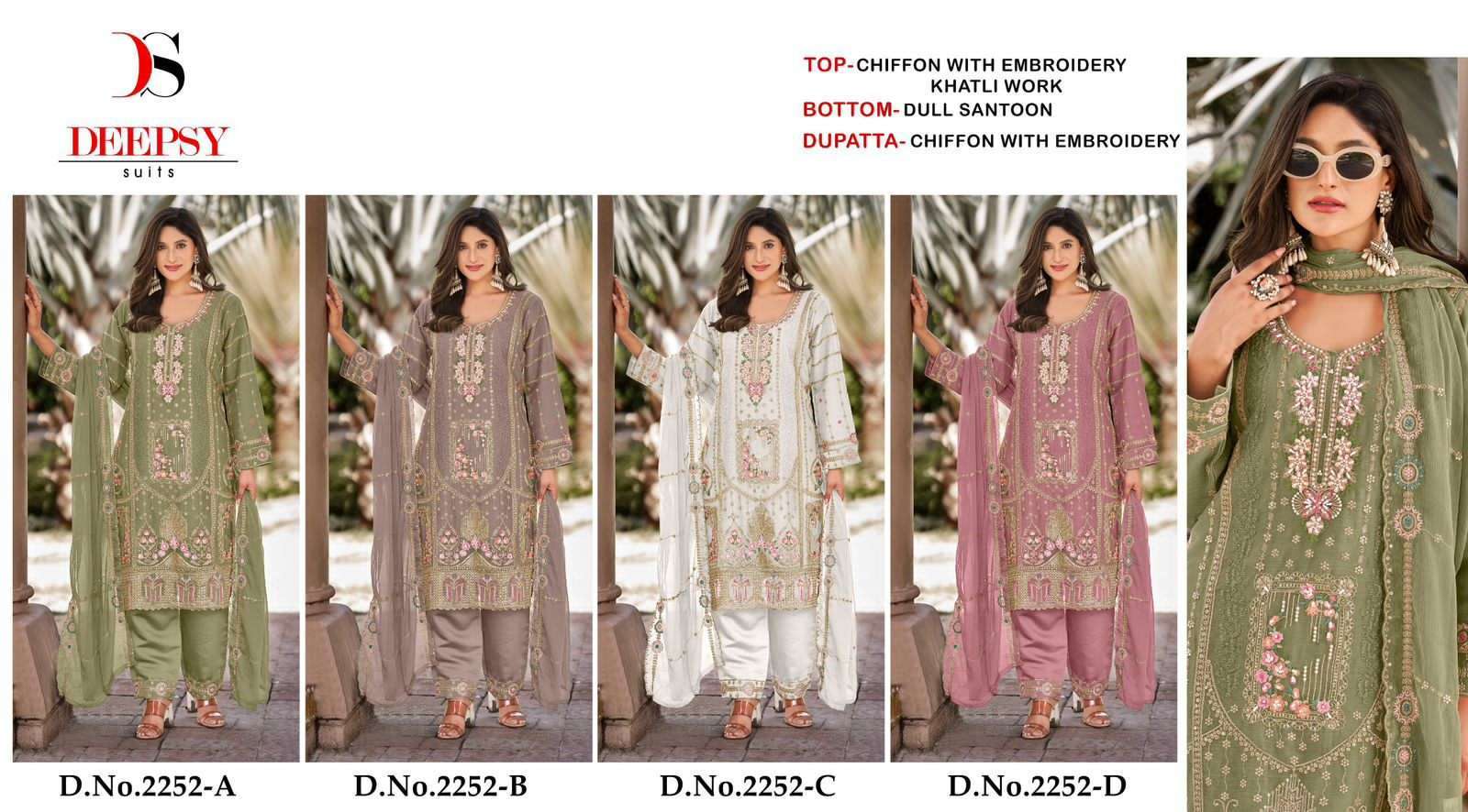 DEEPSY D 2252 COLORS PAKISTANI CHIFFON SUIT WHOLESALER 