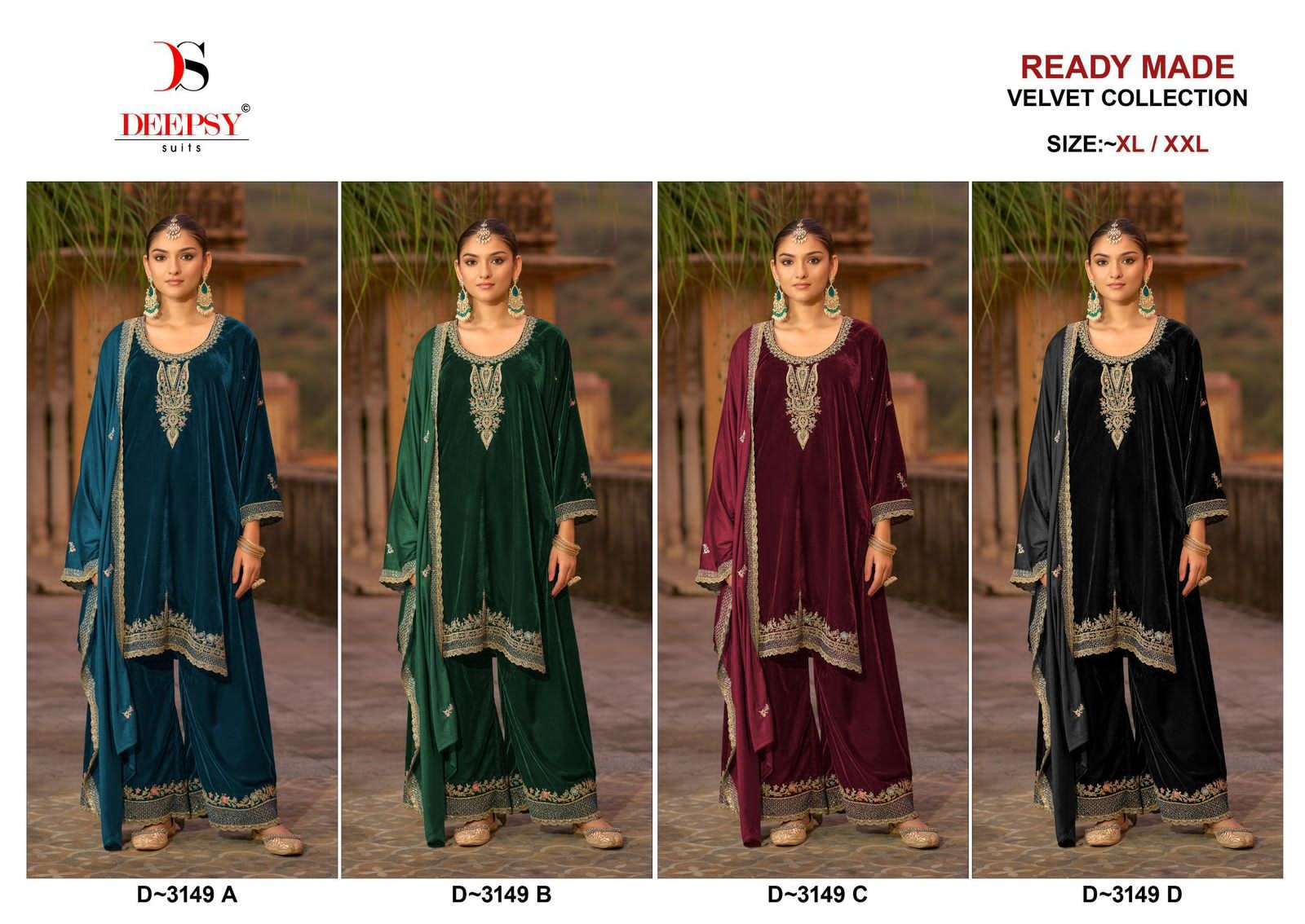 DEEPSY D 3149 COLORS DESIGNER VELVET SUIT WHOLESALER 2025
