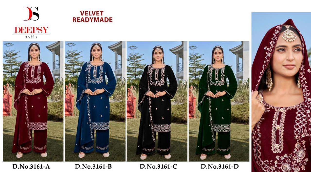 DEEPSY D 3161 COLORS PAKISTANI VELVET SUIT WHOLESALE PRICE SUPPLIER 
