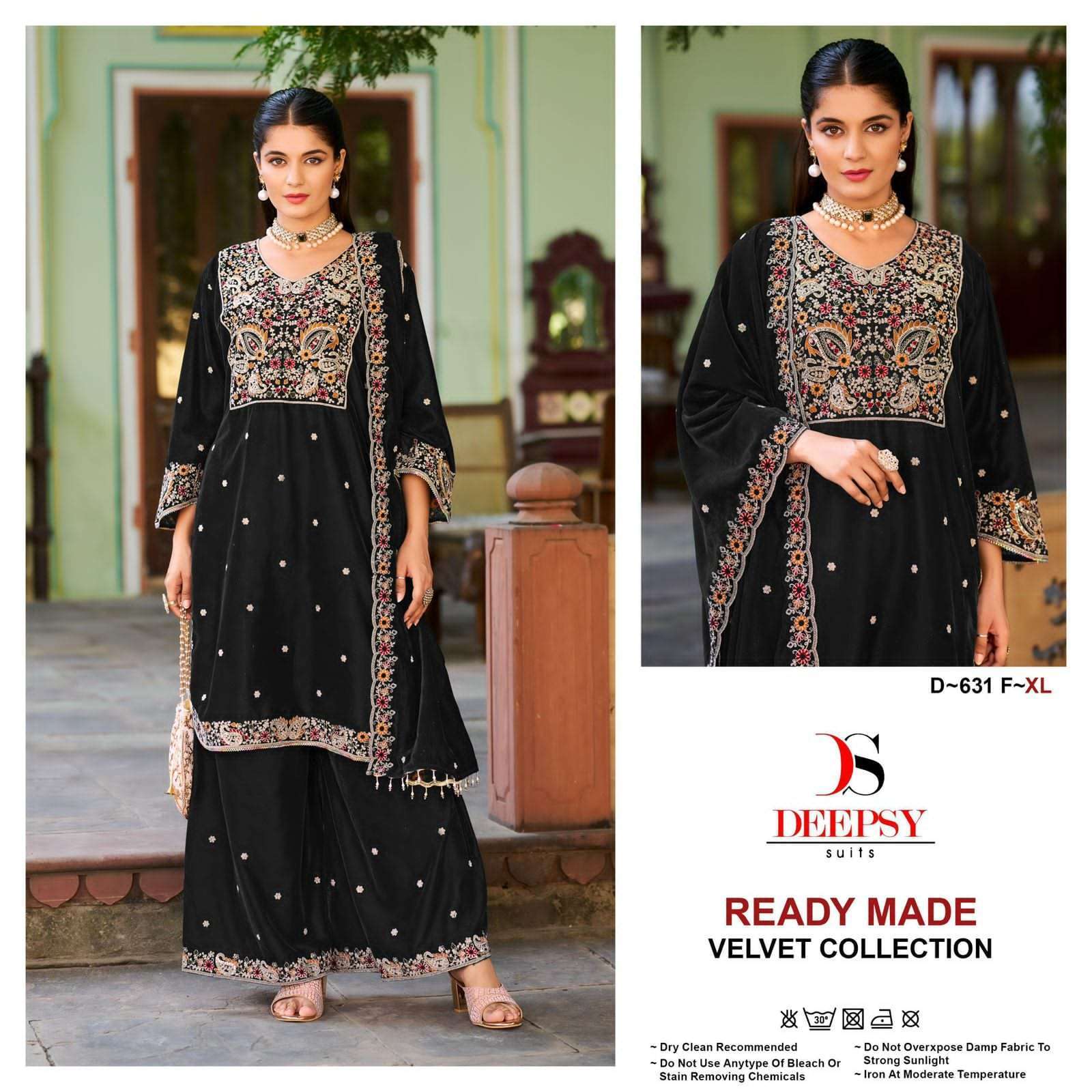 DEEPSY D 631 COLORS READYMADE VELVET SUIT WHOLESALER IN INDIA 