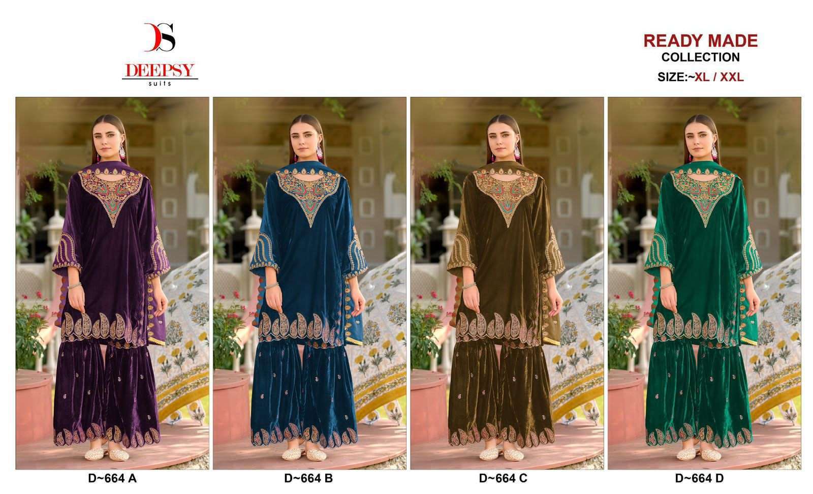 DEEPSY D 664 COLORS PAKISTANI VELVET GHARARA DRESS COLLECTION BEST RATE 2025