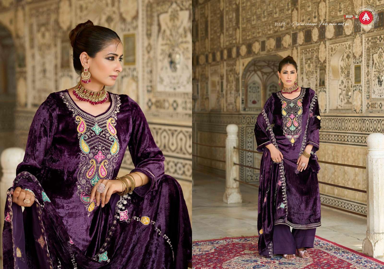 FOURDOTS VIBECAST VELVET SUIT CATALOGUE WHOLESALER IN INDIA 2025