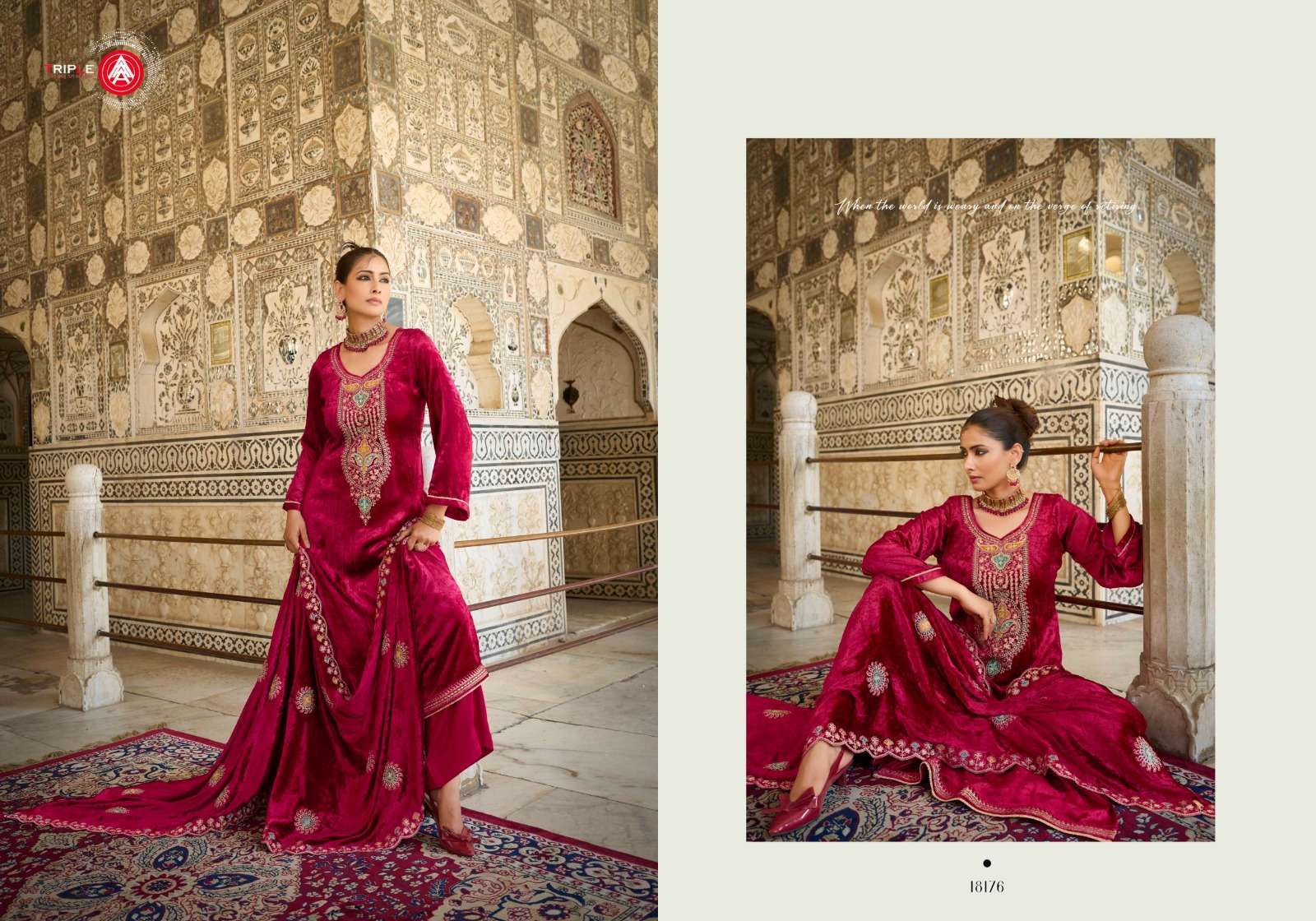 FOURDOTS VIBECAST VELVET SUIT CATALOGUE WHOLESALER IN INDIA 2025