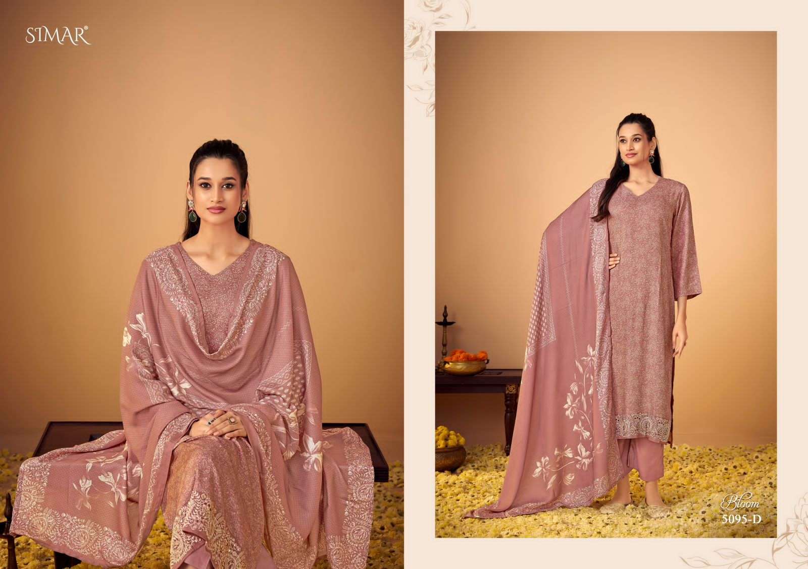 GLOSSY SIMAR BLOOM PASHMINA SUIT CATALOGUE BEST RATE 